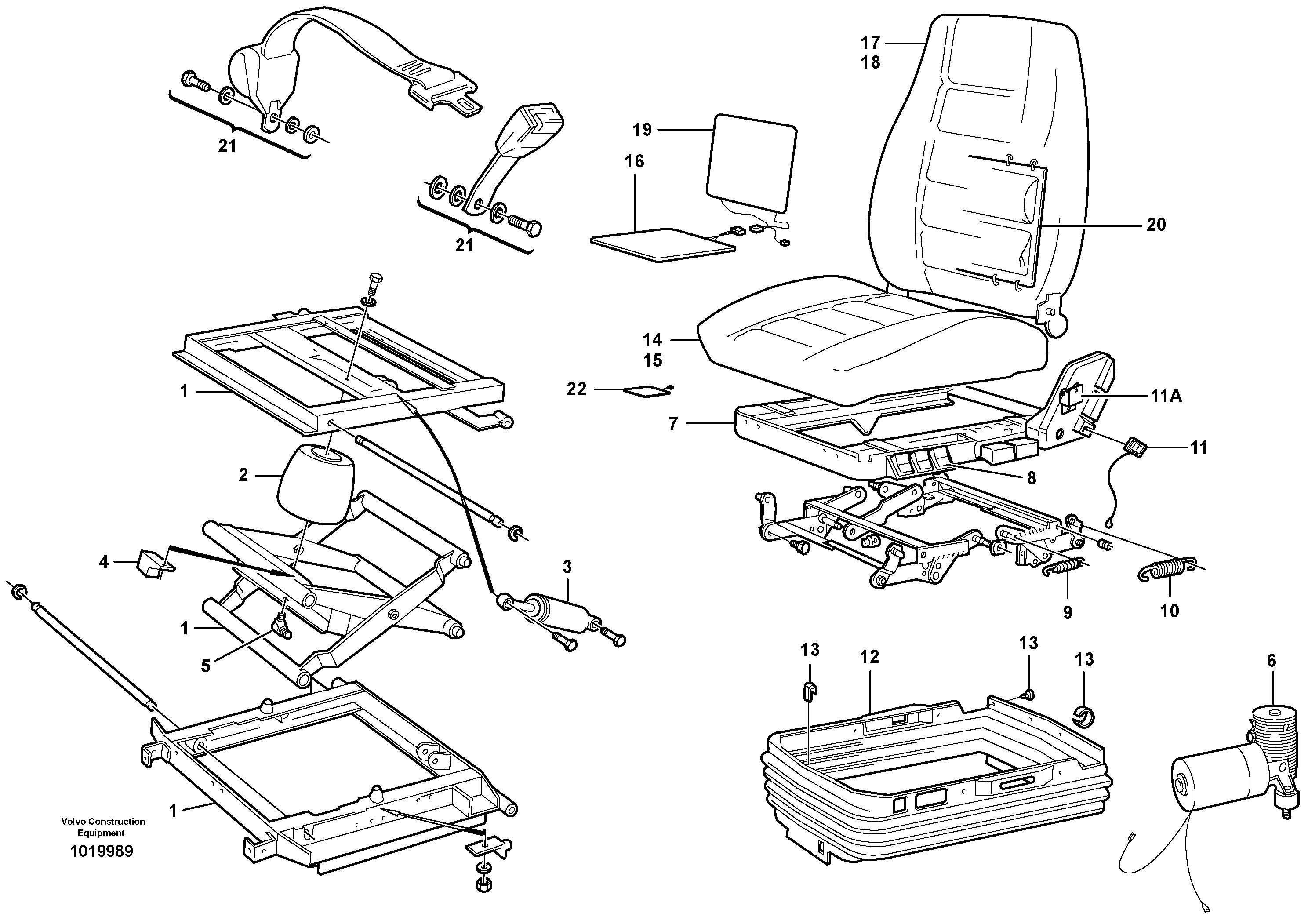 Operator's seat, heated, air suspensioned. — volvo parts diagram
