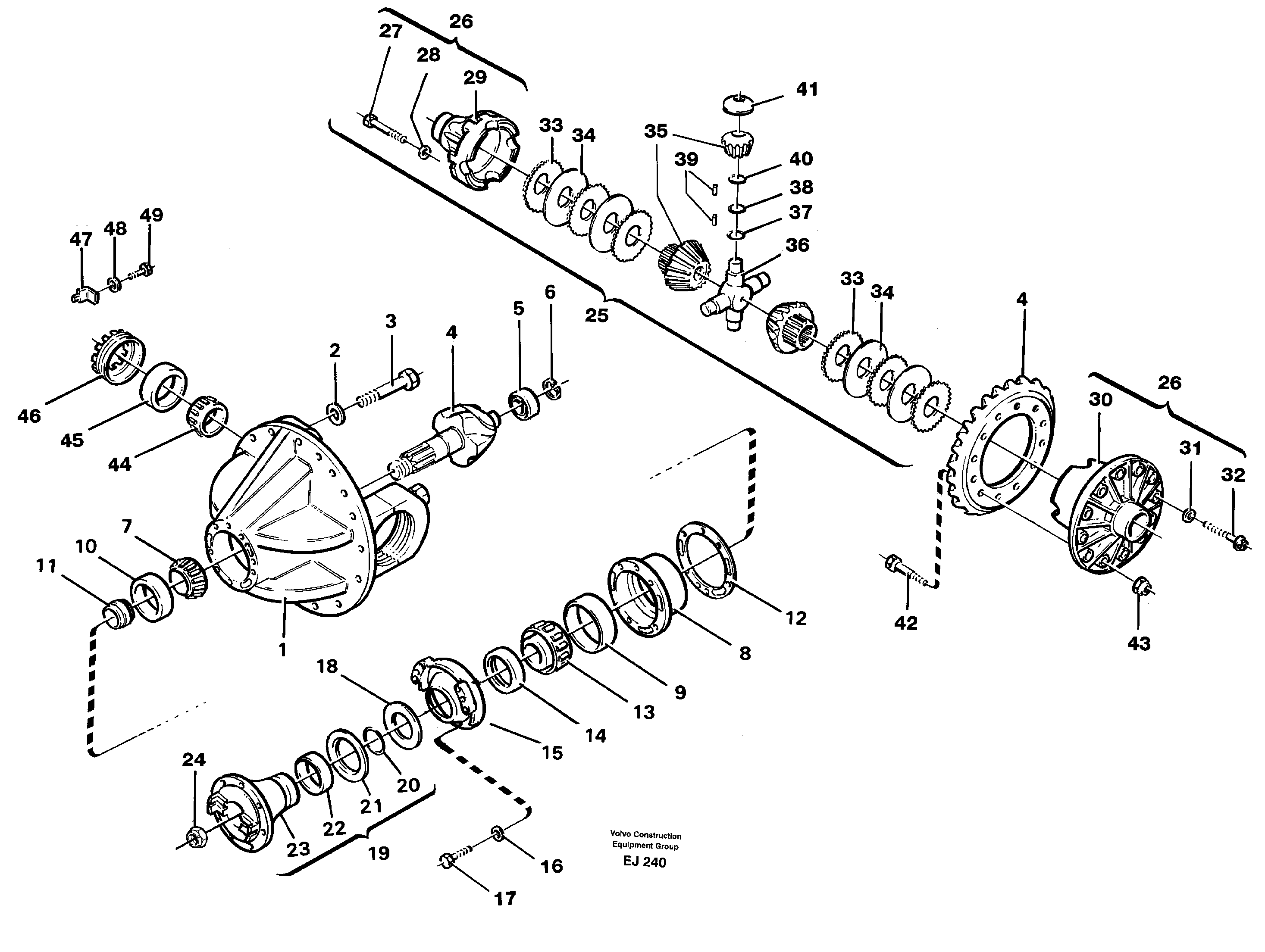 Differential carrier, forward  SER NO - 61085 — volvo parts diagram