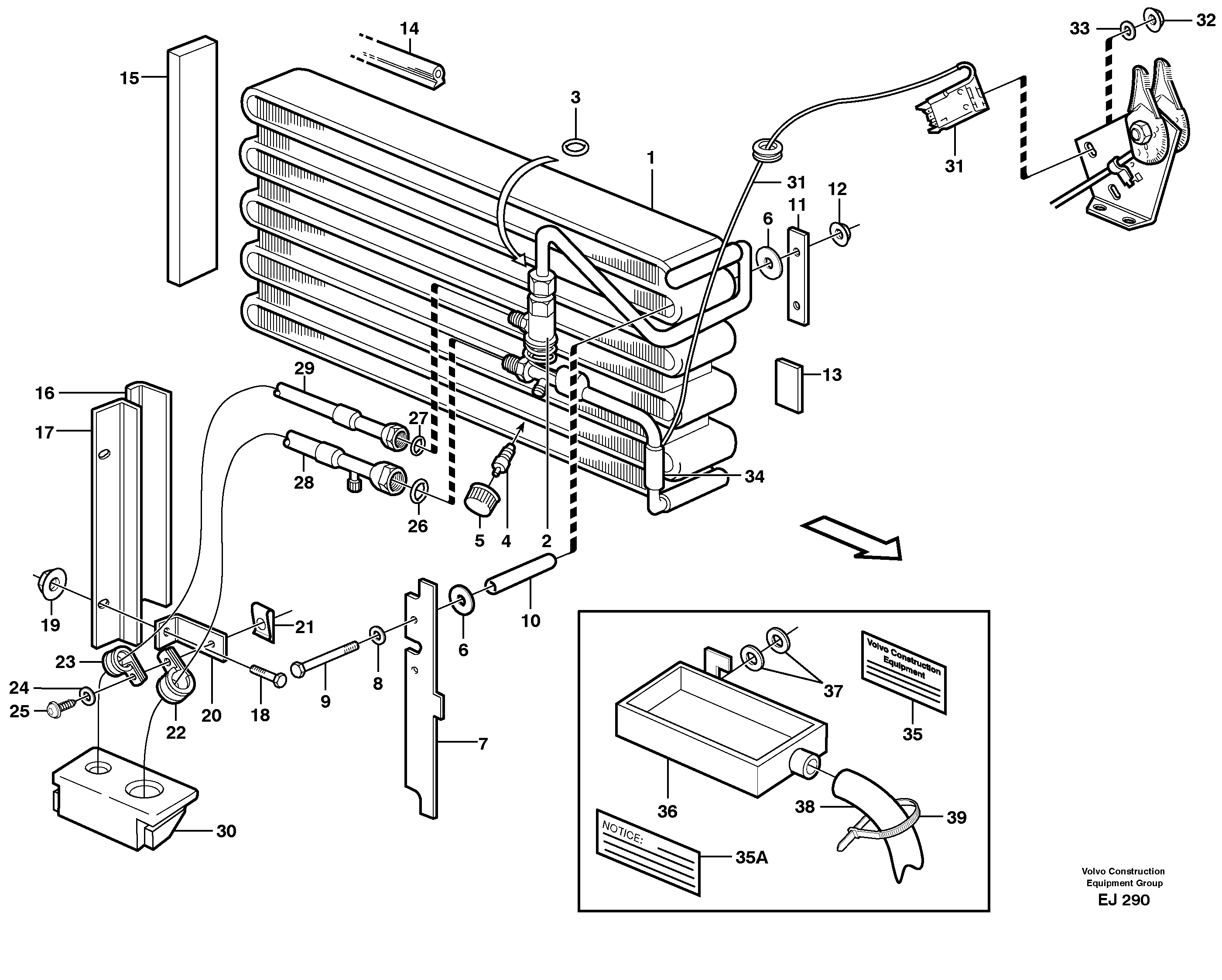 Evaporator, assembly — volvo parts diagram