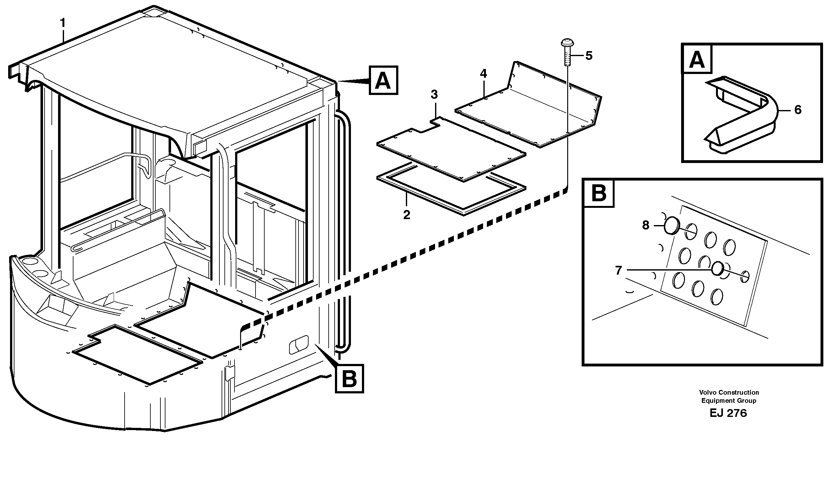 Cab body: roof and floor panel. 31708 — volvo parts diagram