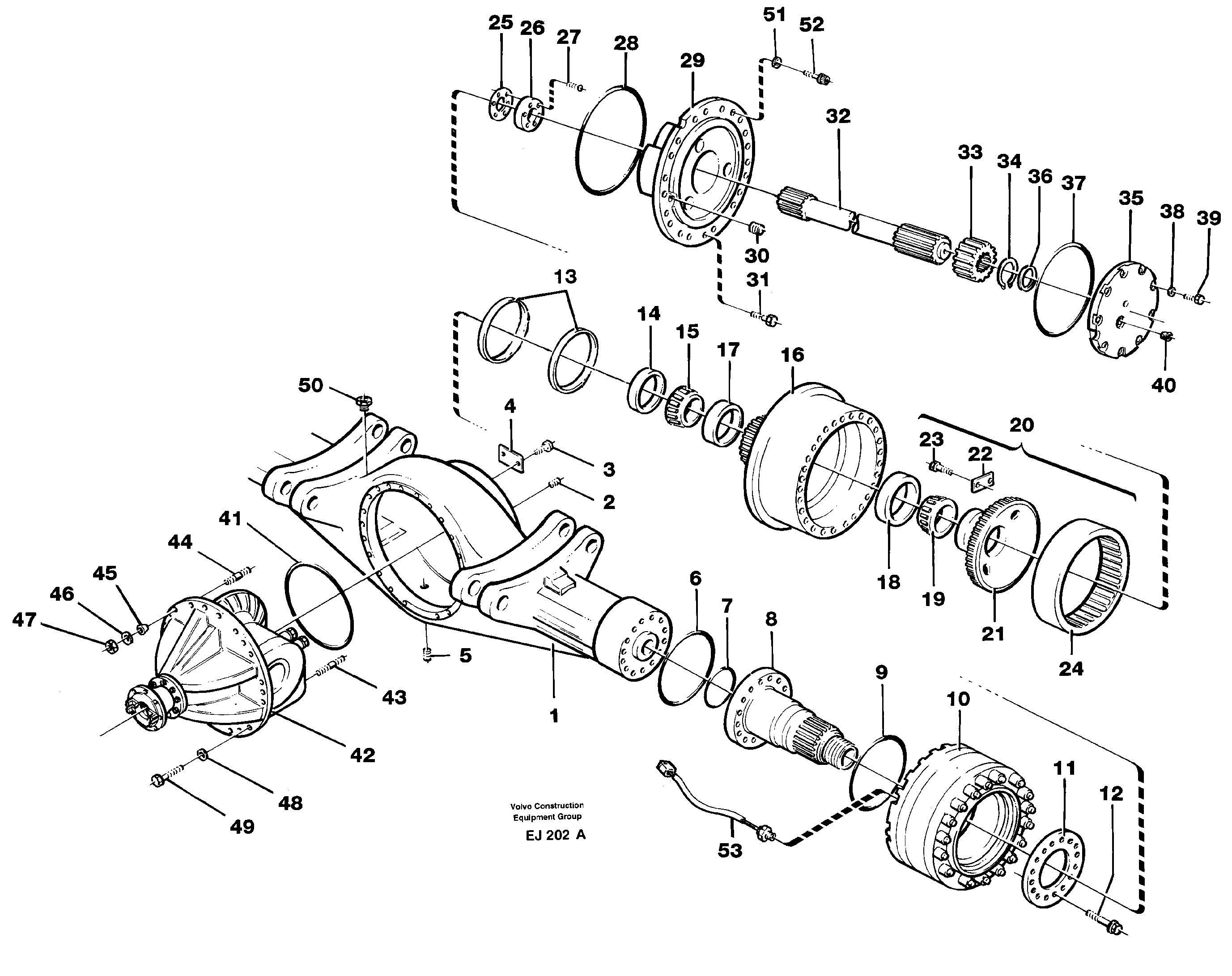 Axle, rear  SER NO - 61085 — volvo parts diagram