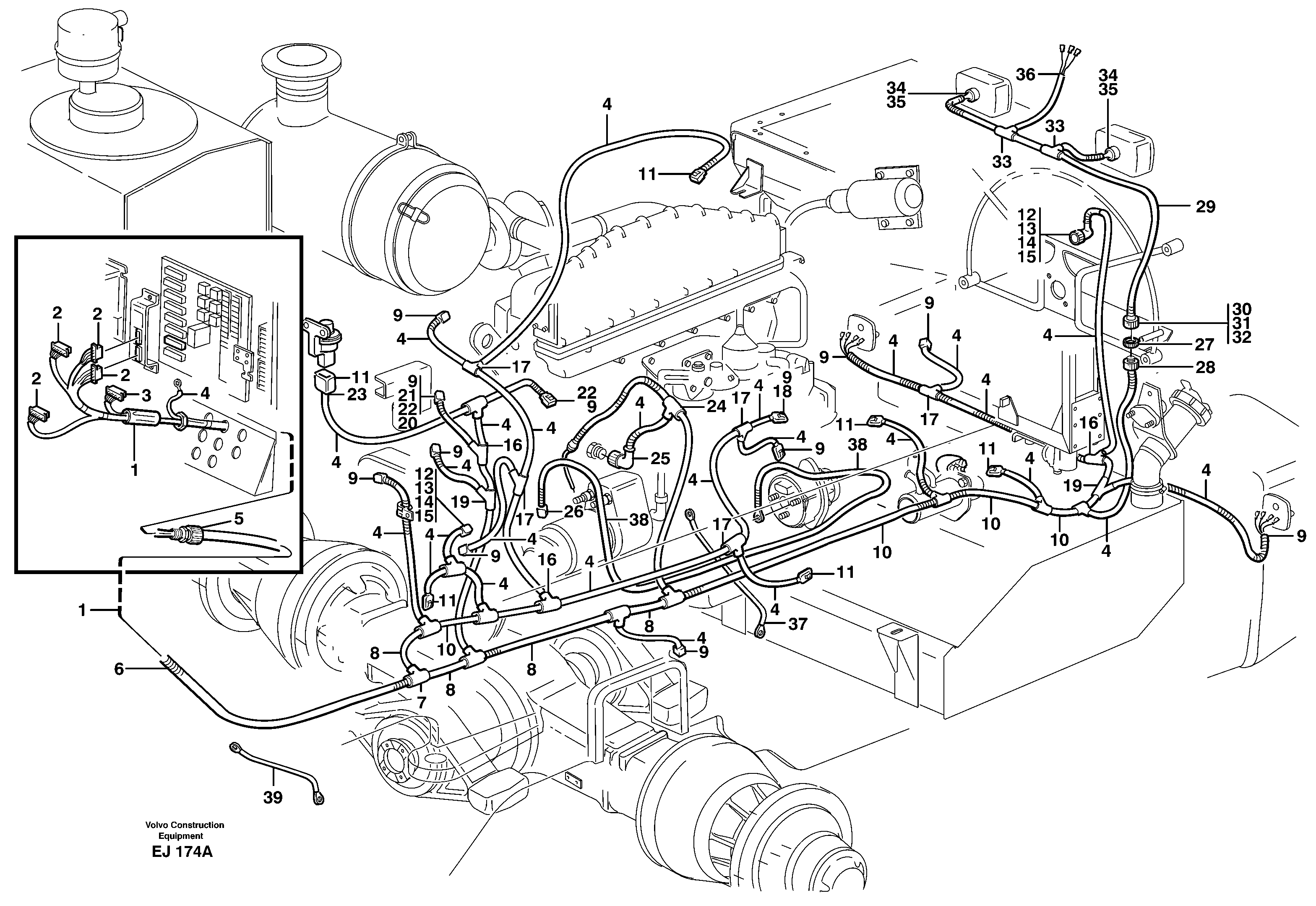 Cable harnesses, rear — volvo parts diagram