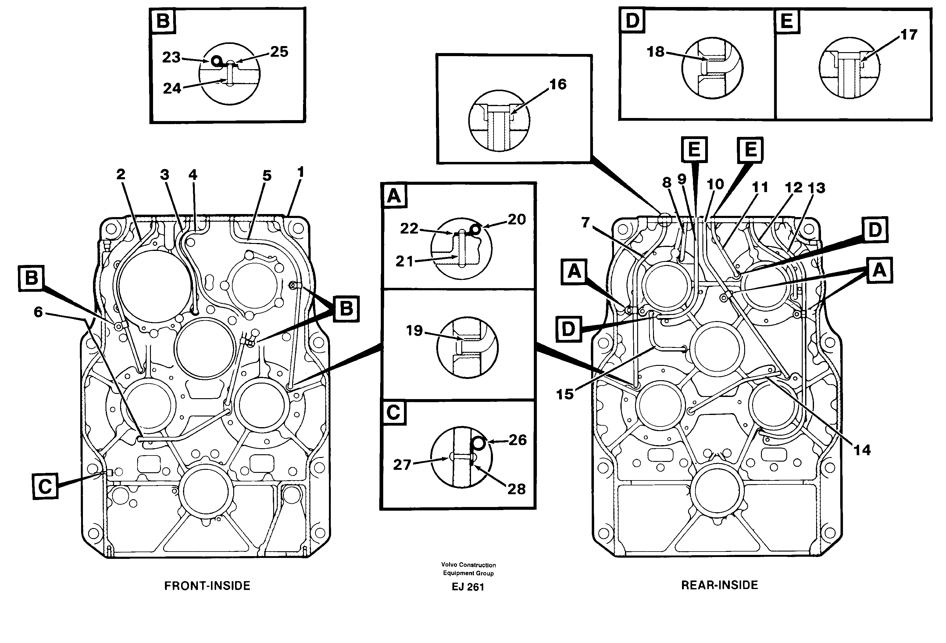 Transmission housing and internal tubing — volvo parts diagram