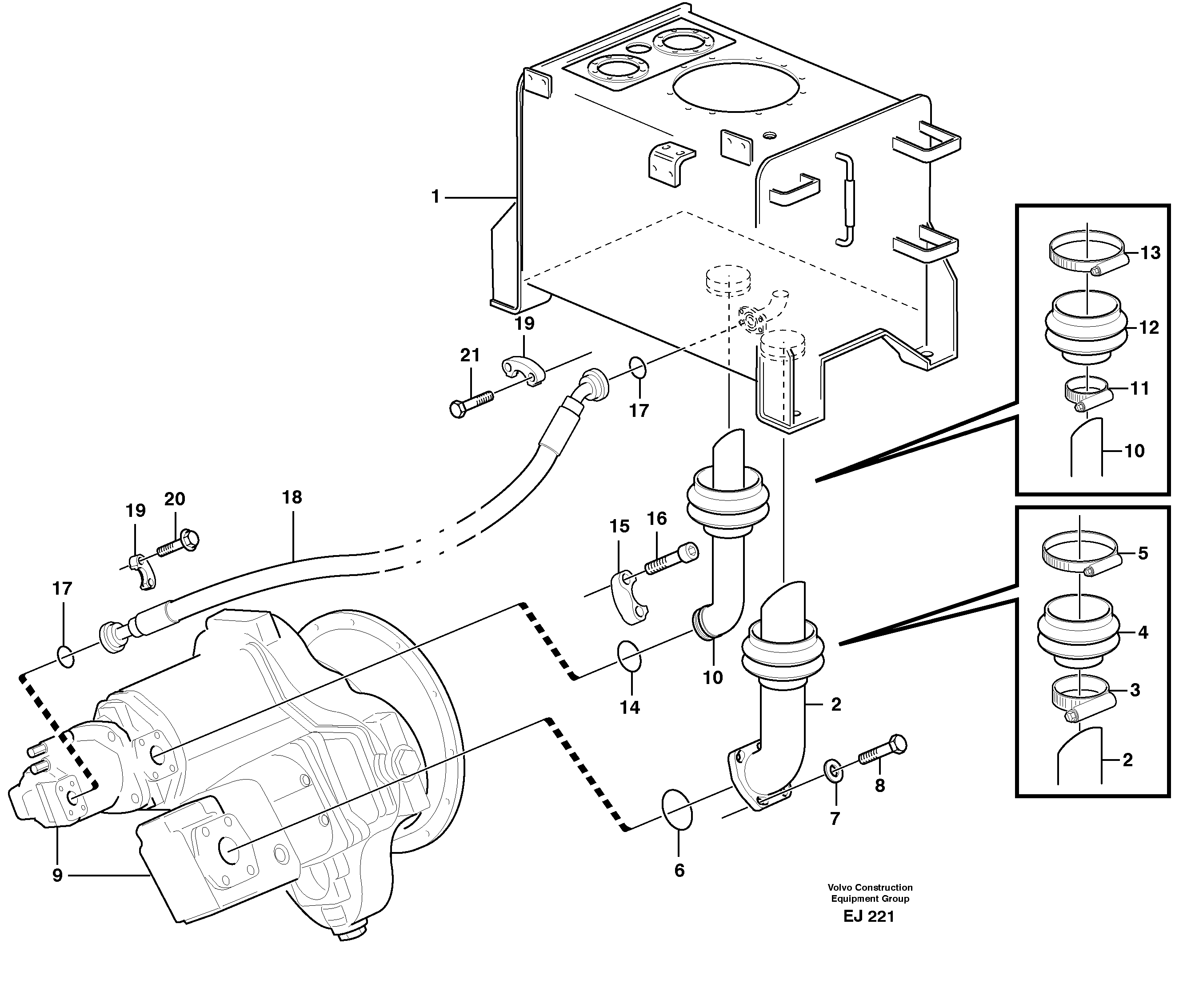 Suction line tank - pump — volvo parts diagram