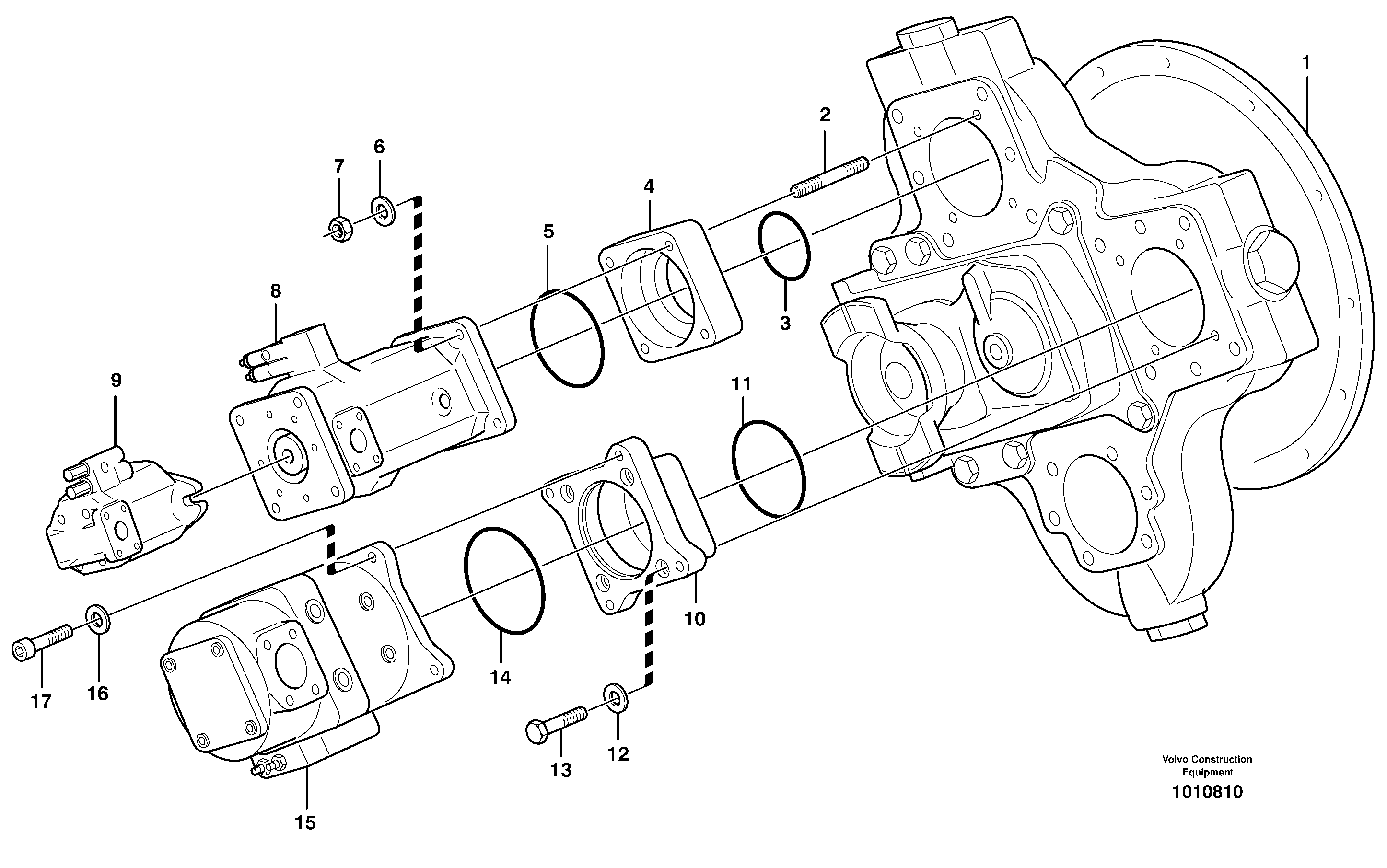 Hydraulic pump with fitting parts — volvo parts diagram