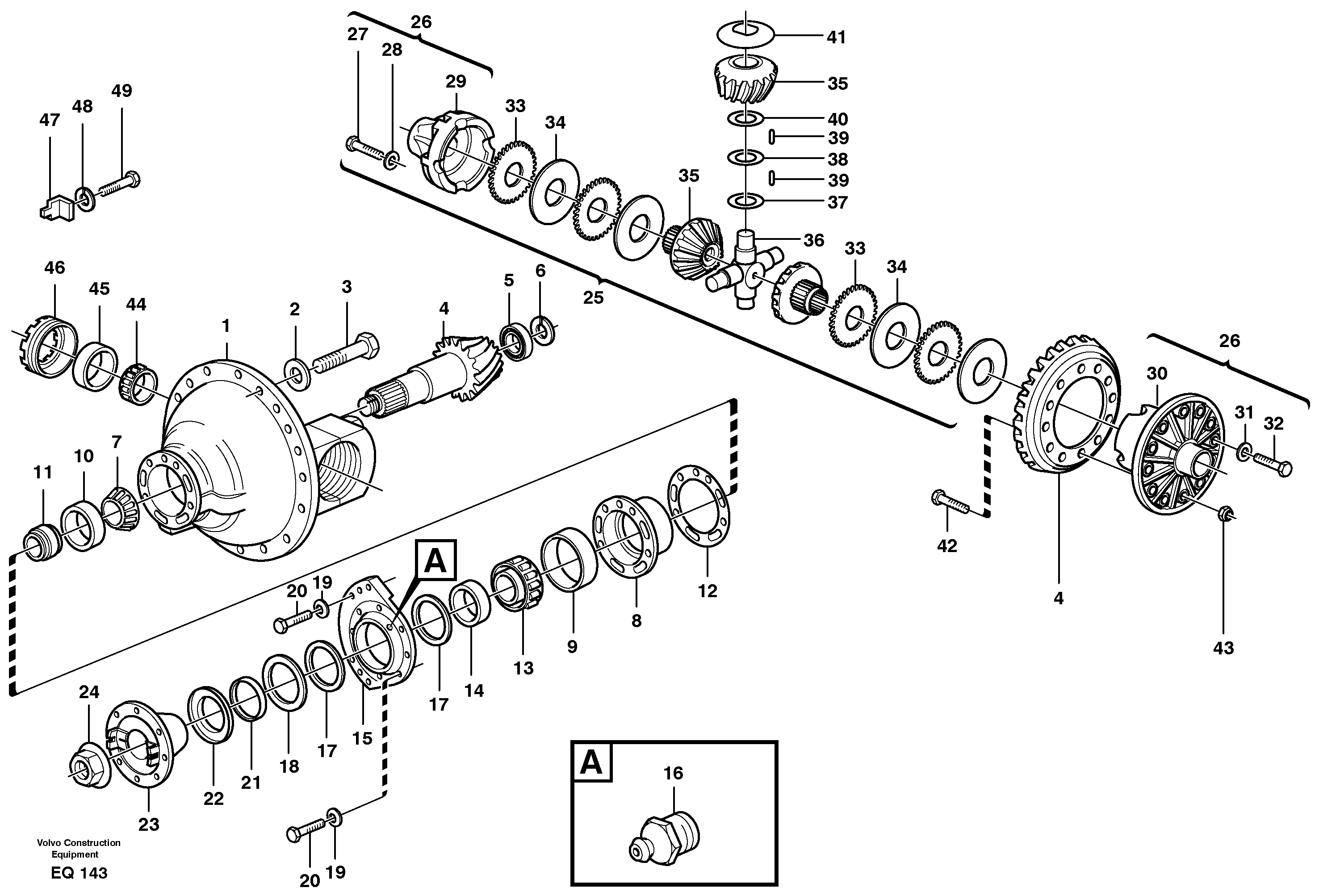 Differential carrier, rear  SER NO 61086 - — volvo parts diagram