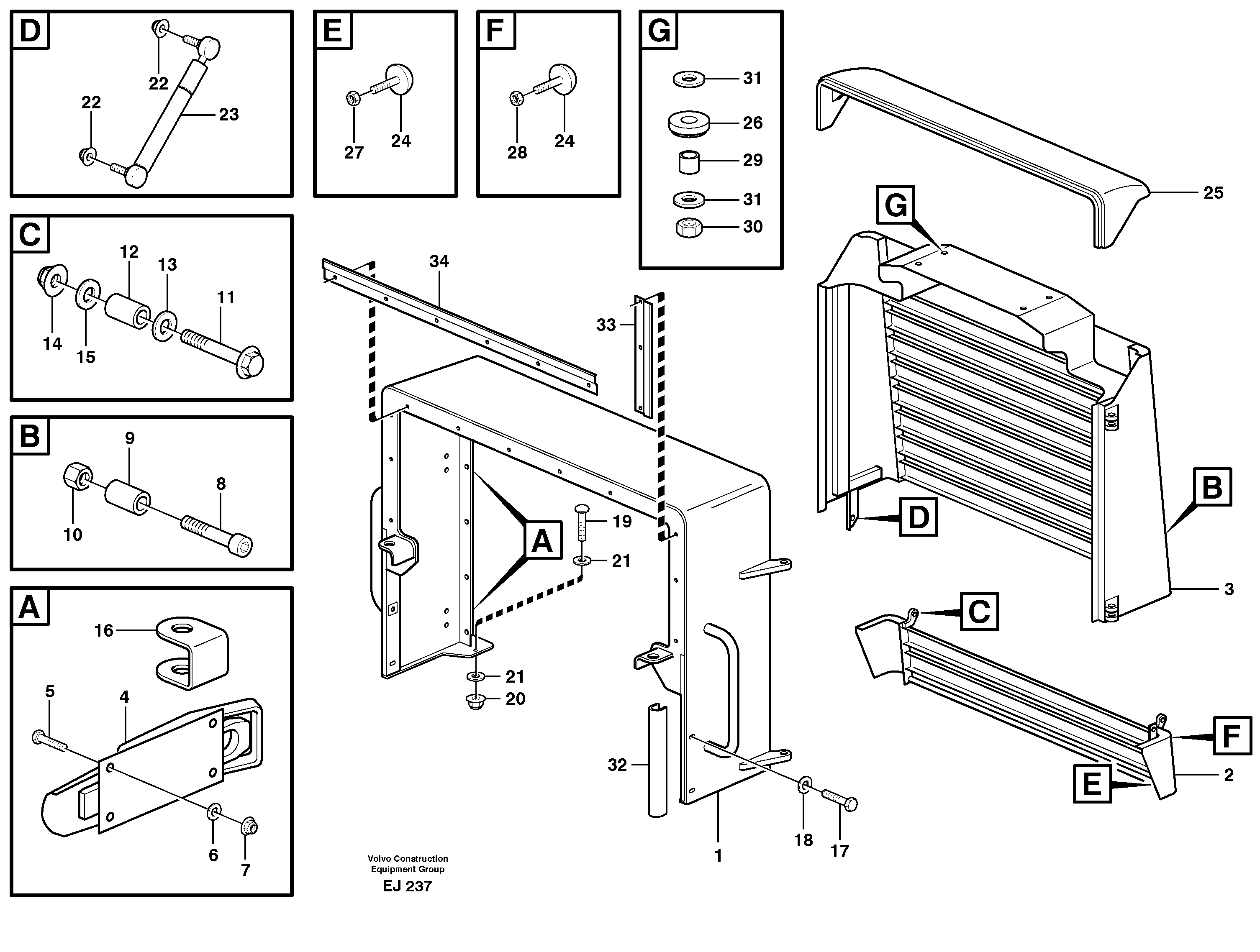 Radiator casing — volvo parts diagram