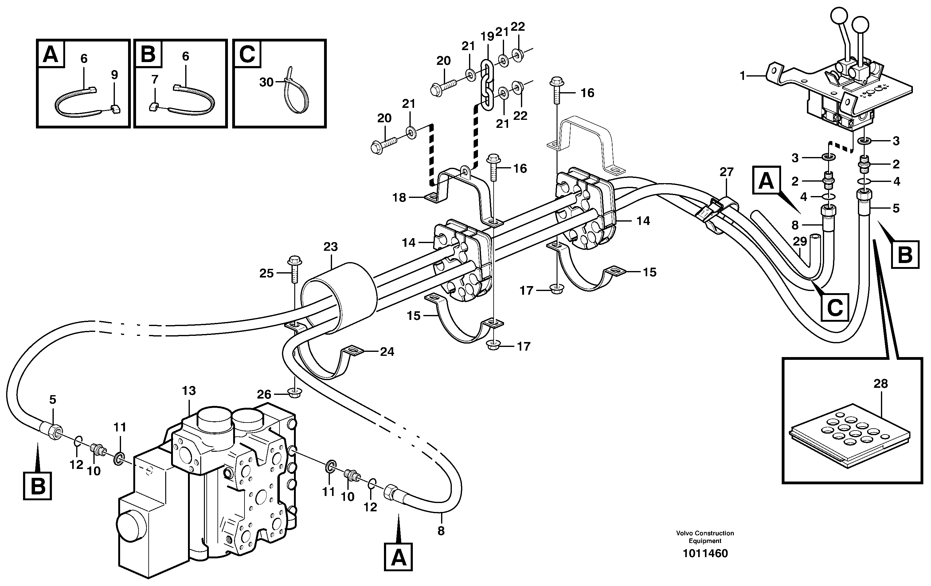 Servo - hydraulic, control lines, tilt — volvo parts diagram