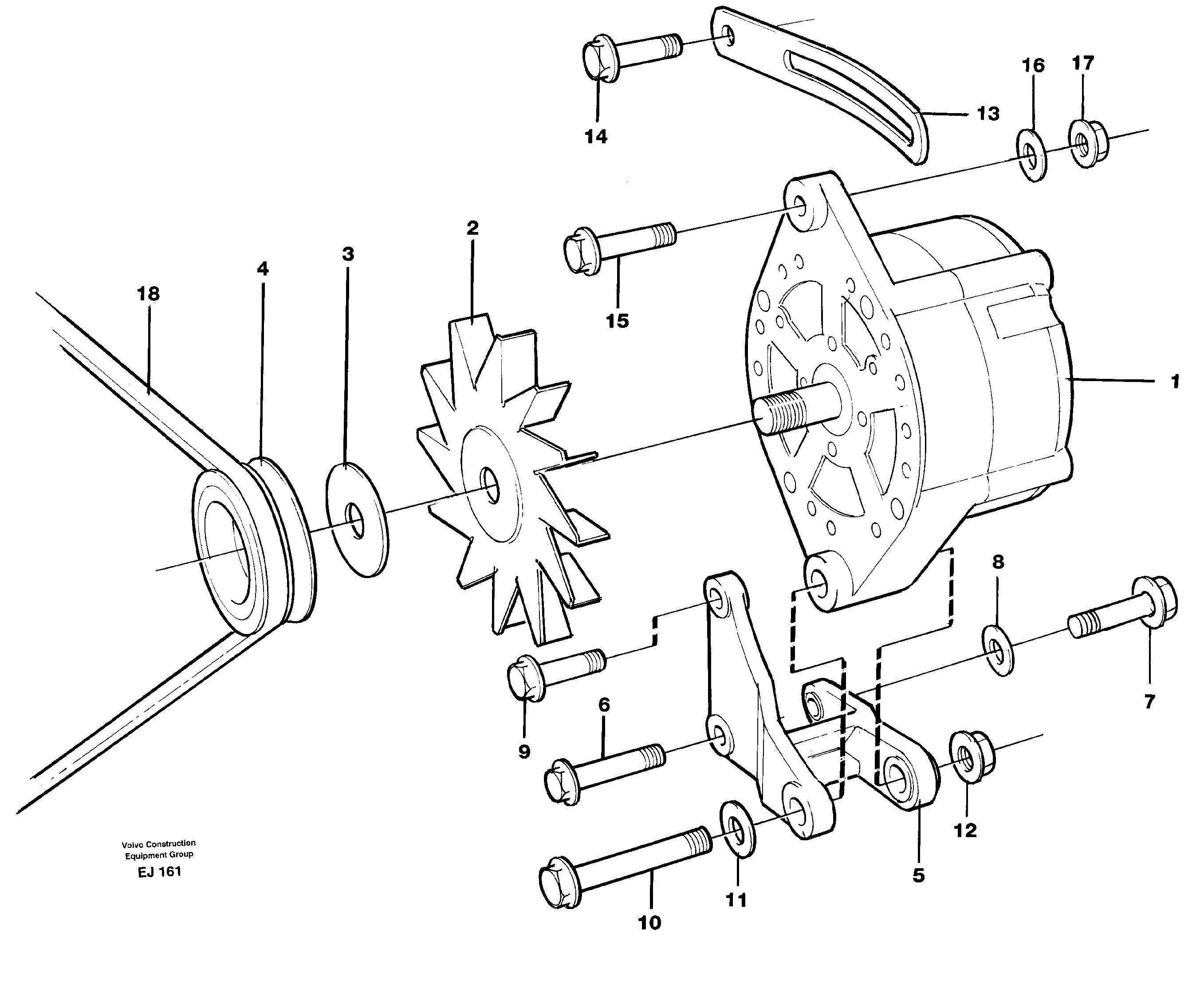 Alternator with assembling details — volvo parts diagram