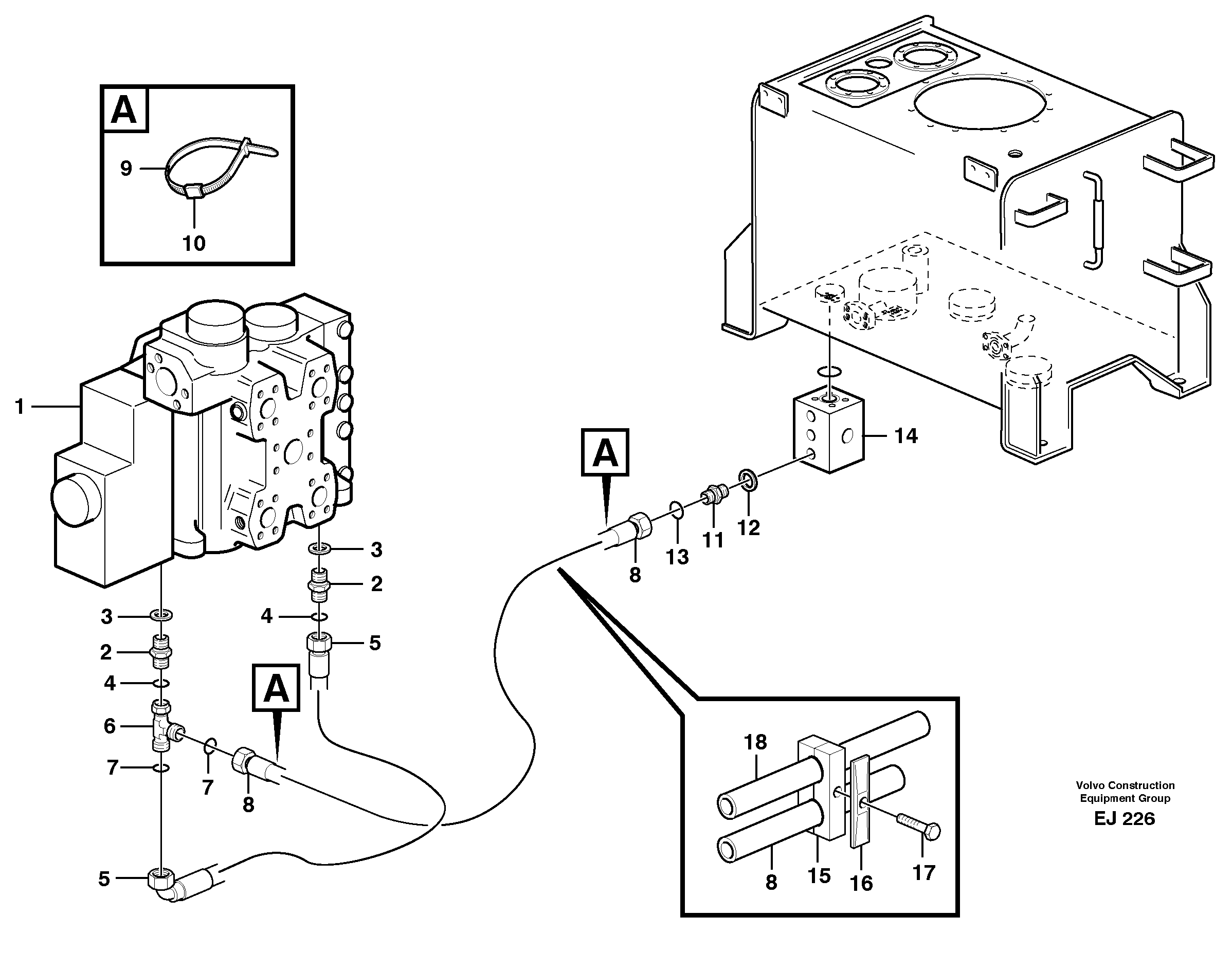 Draining line - control valve — volvo parts diagram