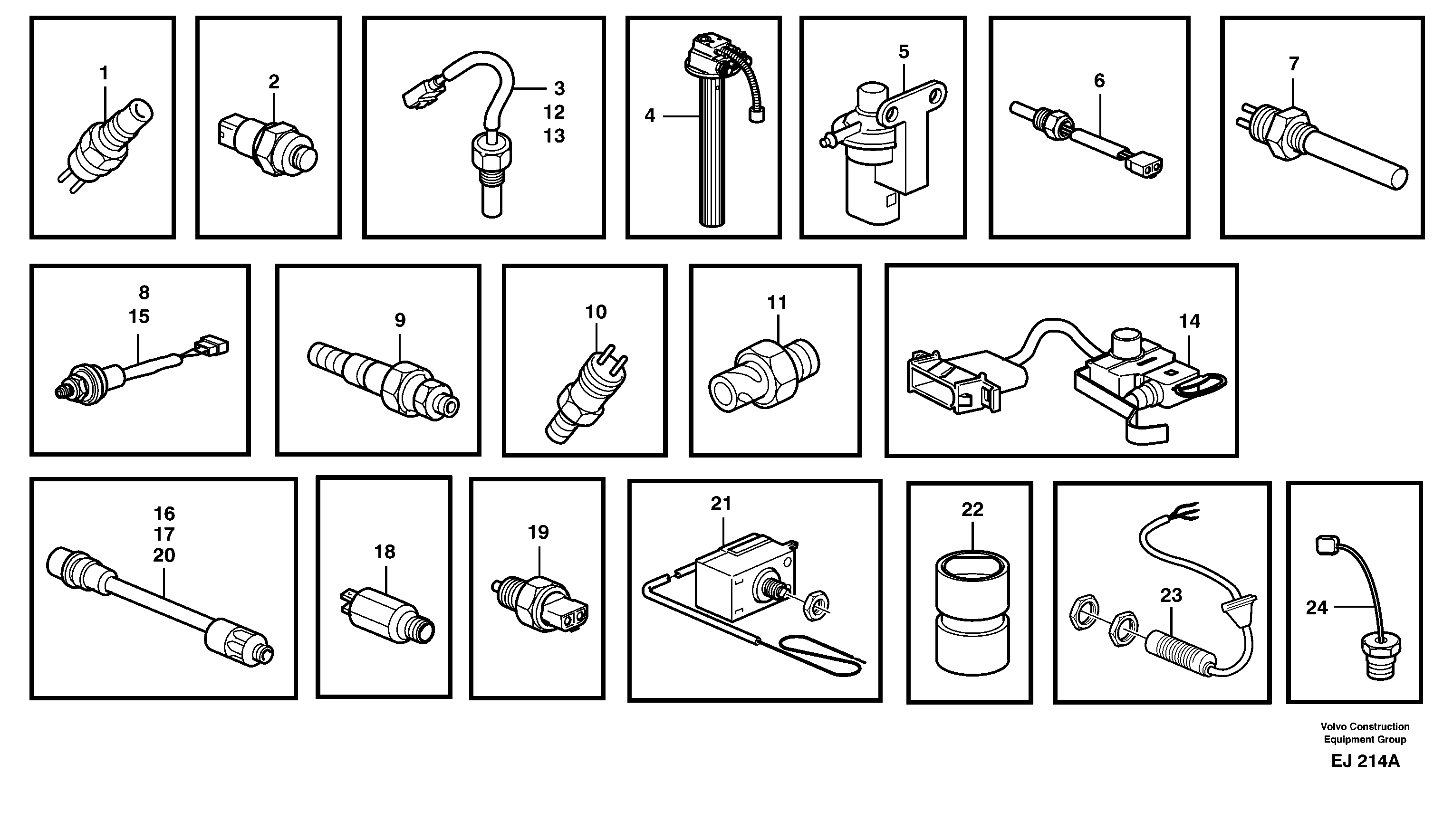 Sensors, reference list — volvo parts diagram