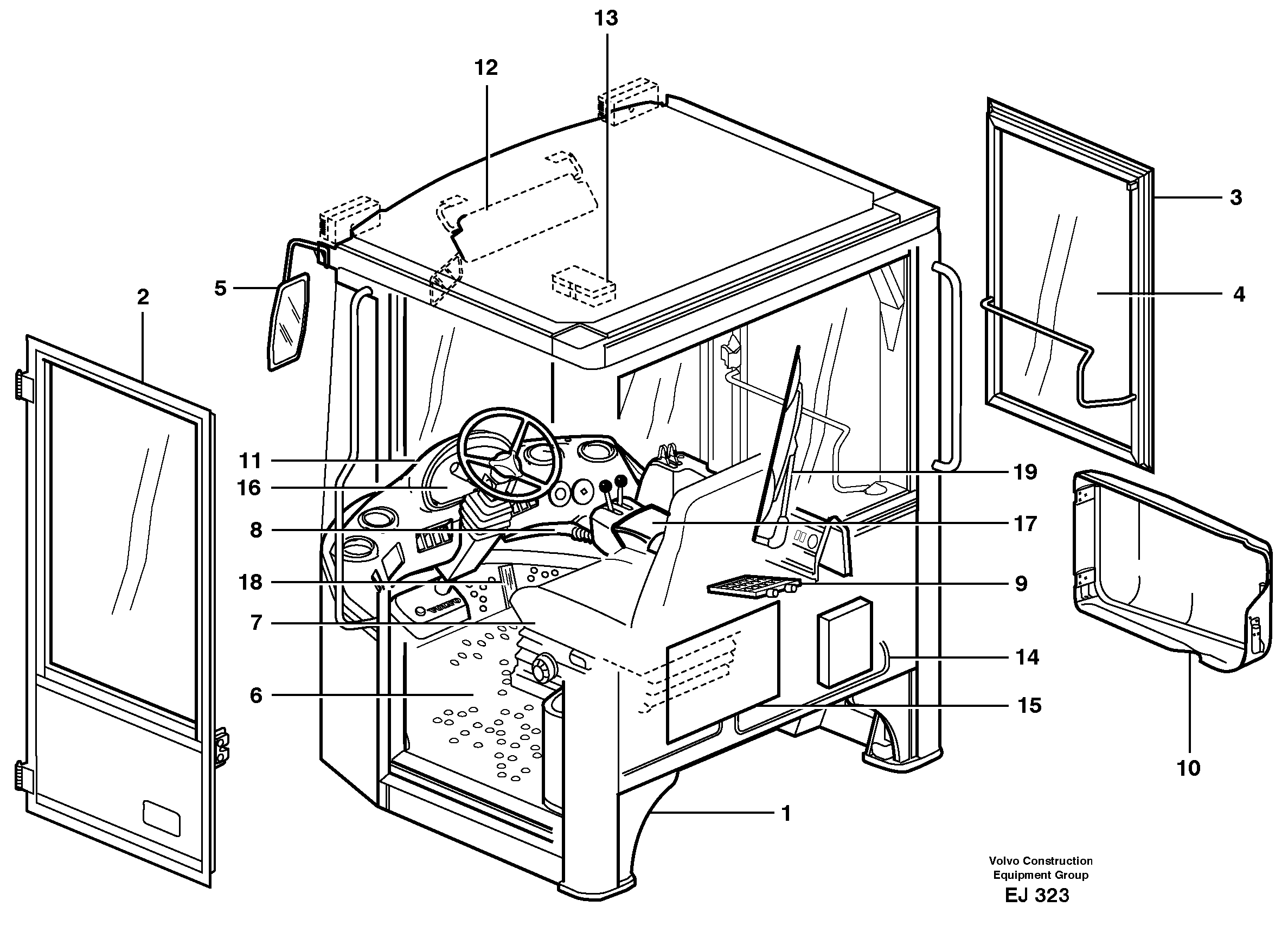 Drivers cab 31708 — volvo parts diagram