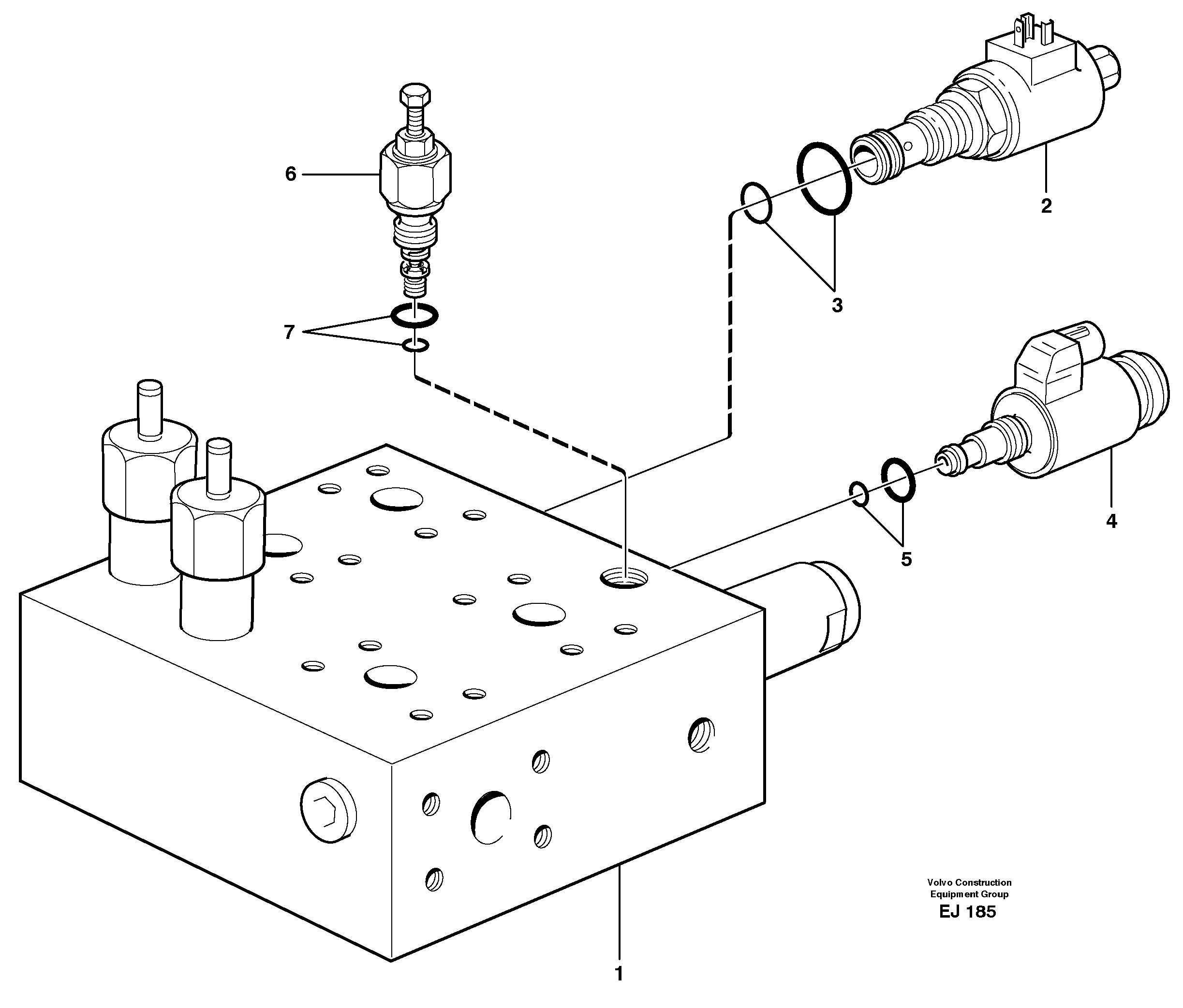 Valve body: Central block — volvo parts diagram