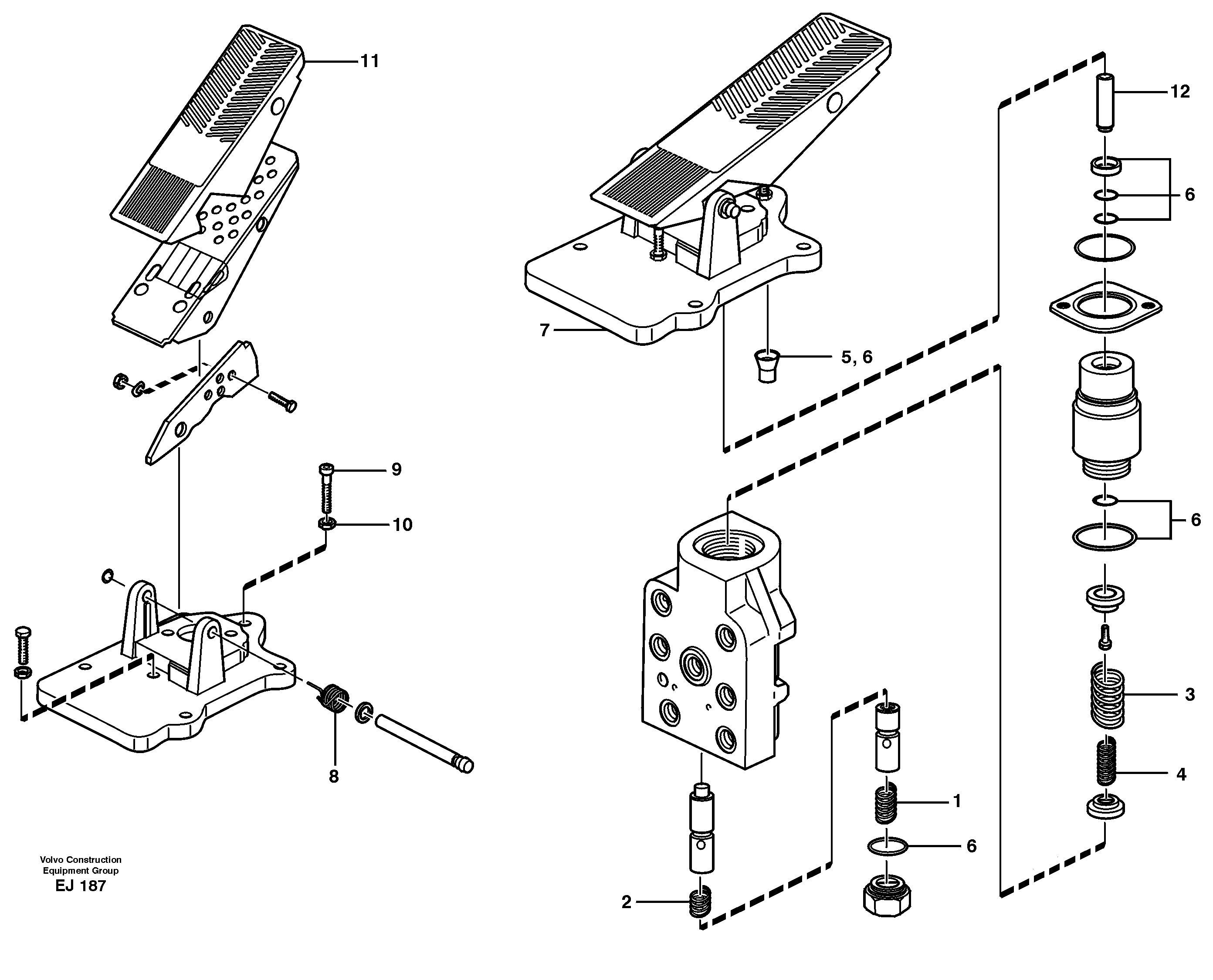 Footbrake valve — volvo parts diagram