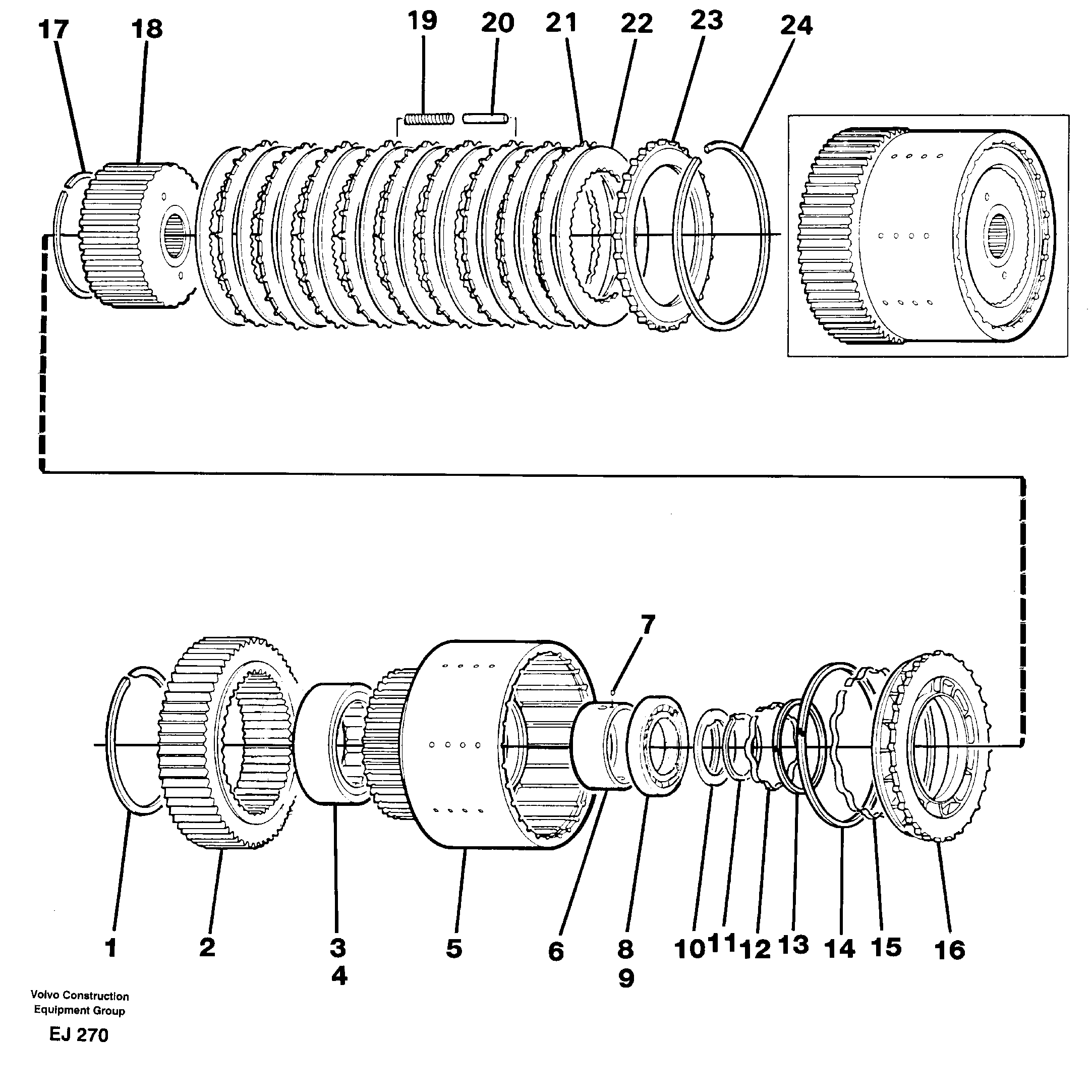Clutch drum, First & second — volvo parts diagram