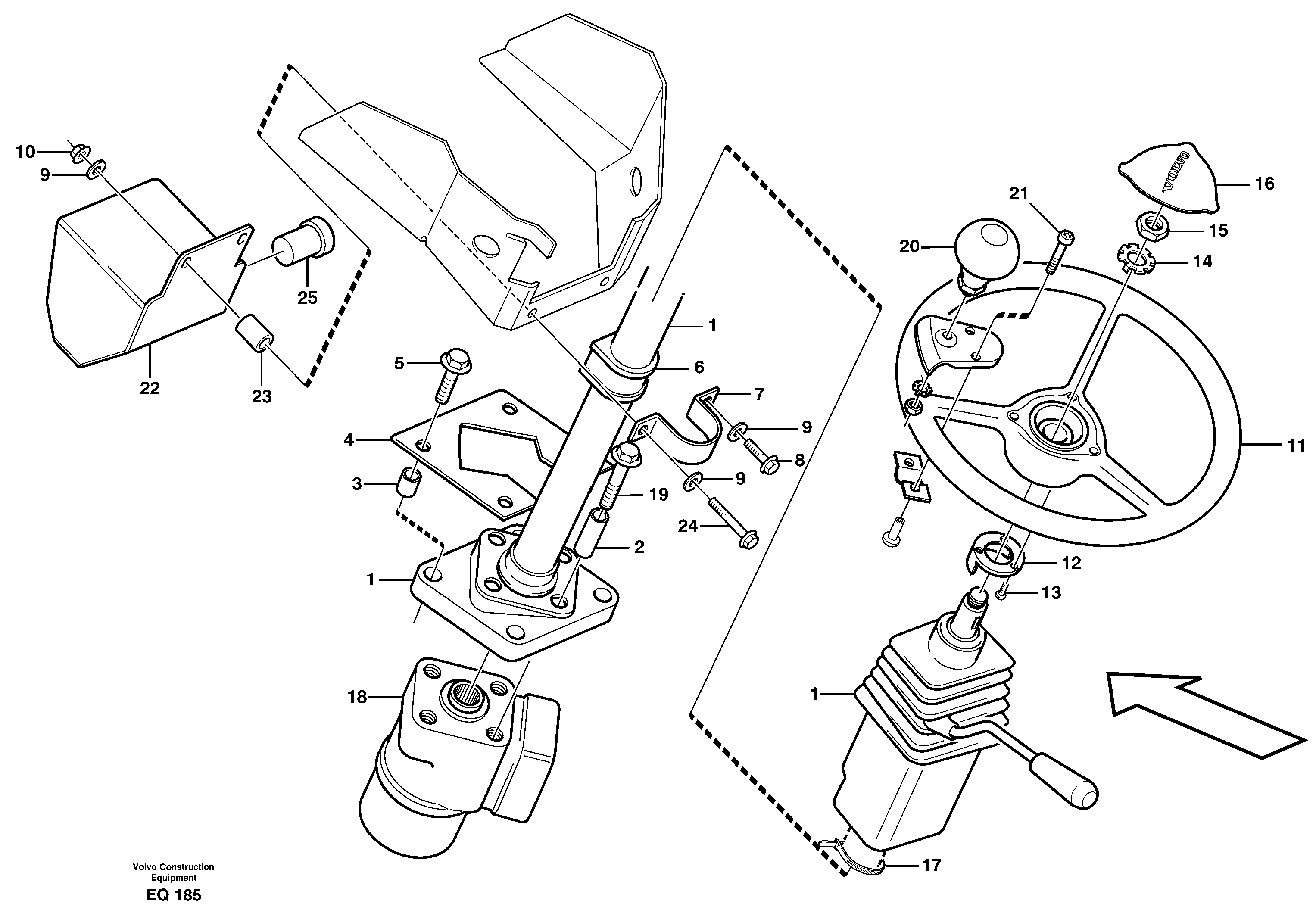Steering column with fitting parts — volvo parts diagram