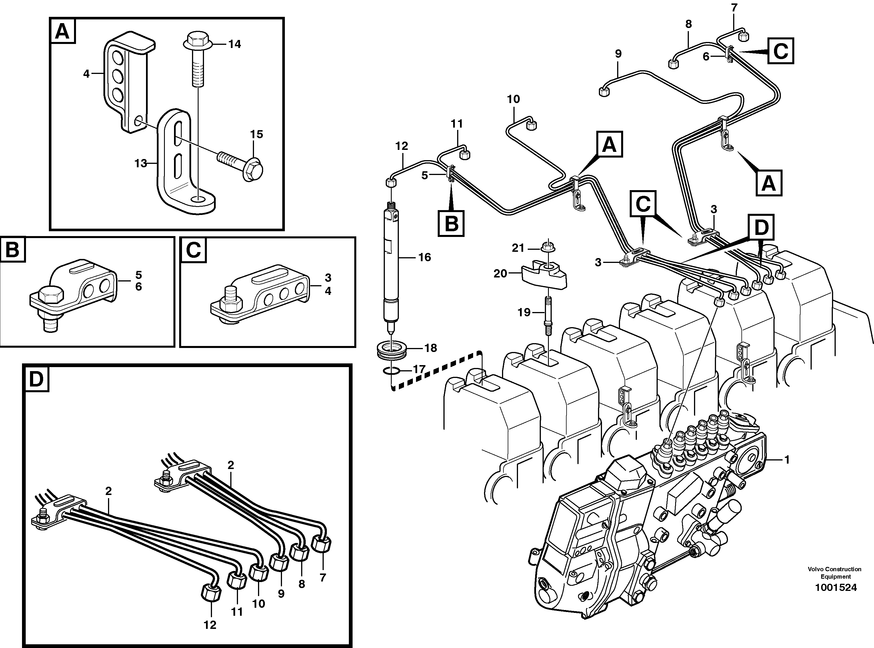 Fuel lines, injectors — volvo parts diagram
