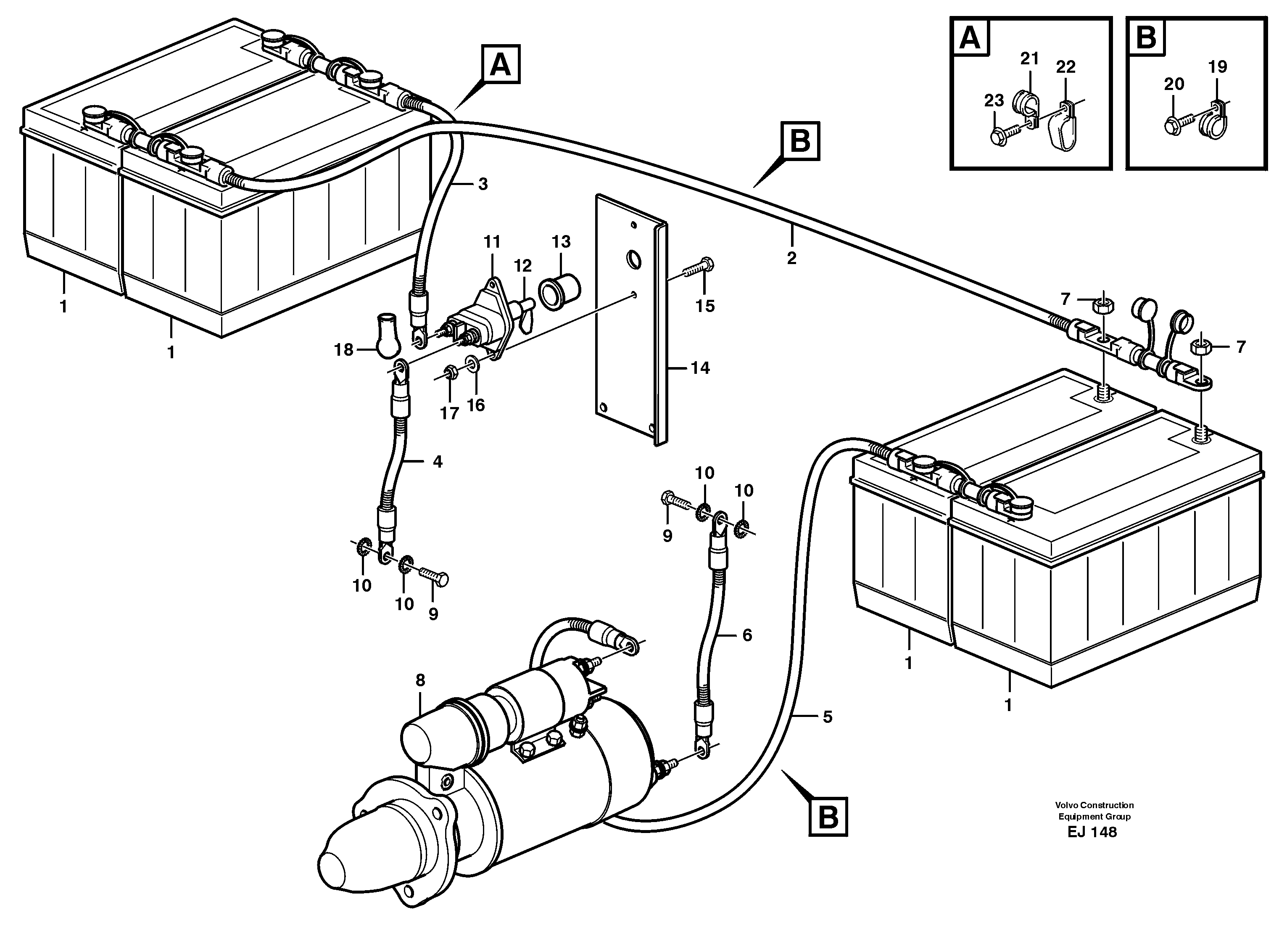 Battery cable and main switch — volvo parts diagram