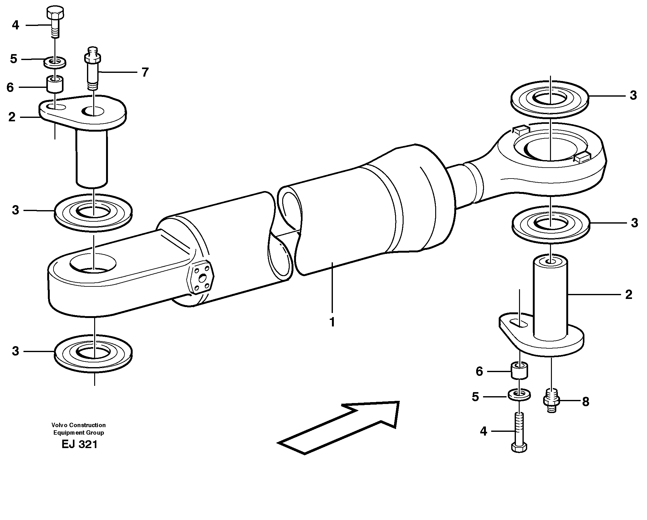 Hydraulic cylinder with fitting parts — volvo parts diagram