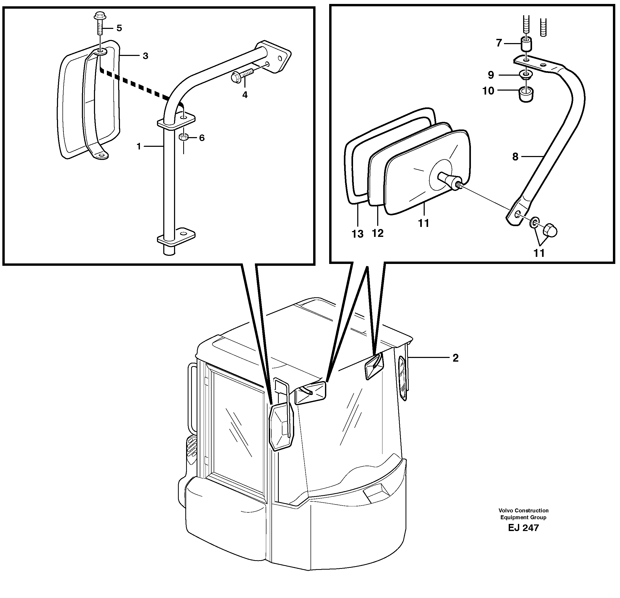 Rear view mirror 31708 — volvo parts diagram