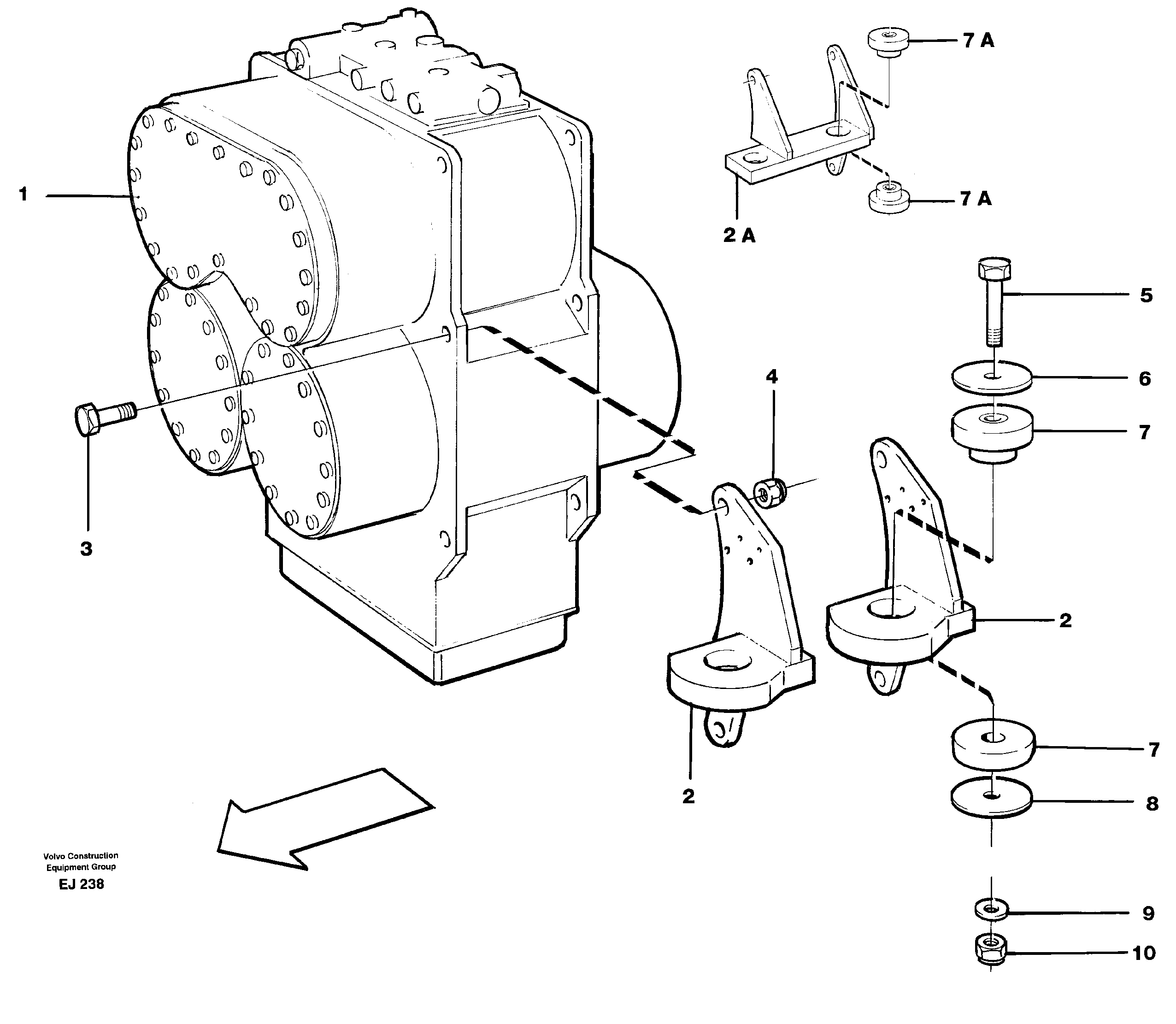 Gear box housing with fitting parts — volvo parts diagram
