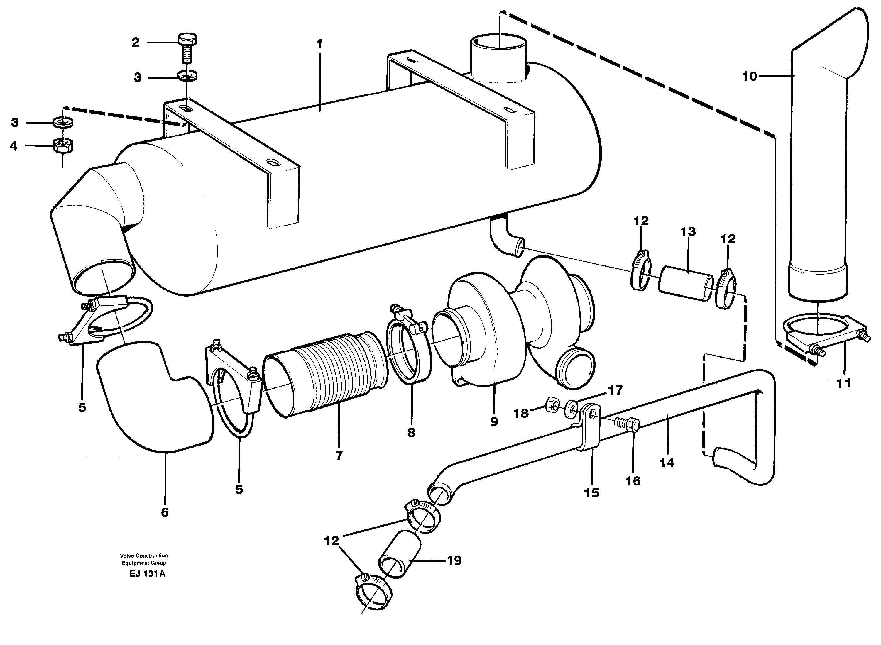 Exhaust system — volvo parts diagram