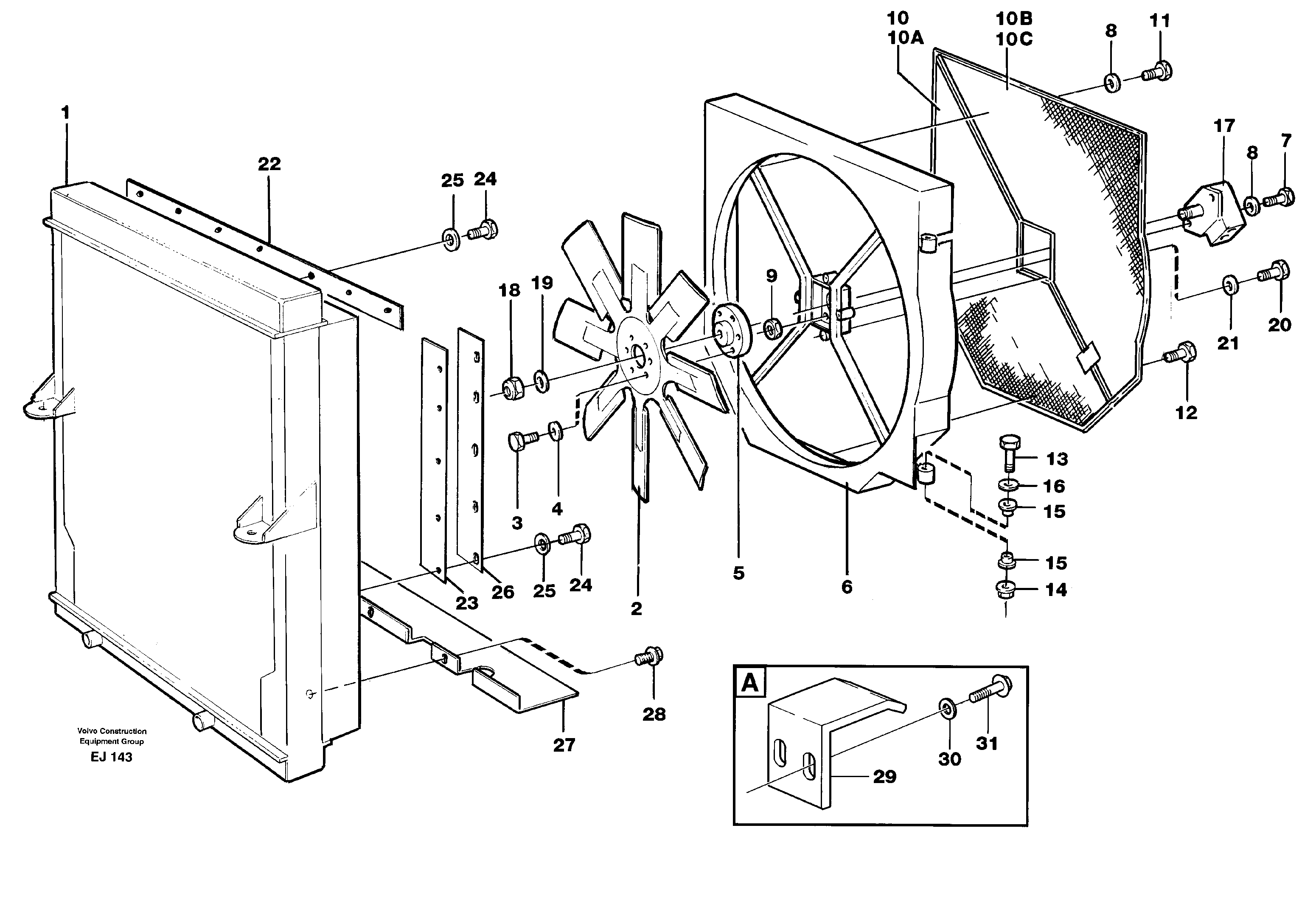 Fan and fan shroud — volvo parts diagram