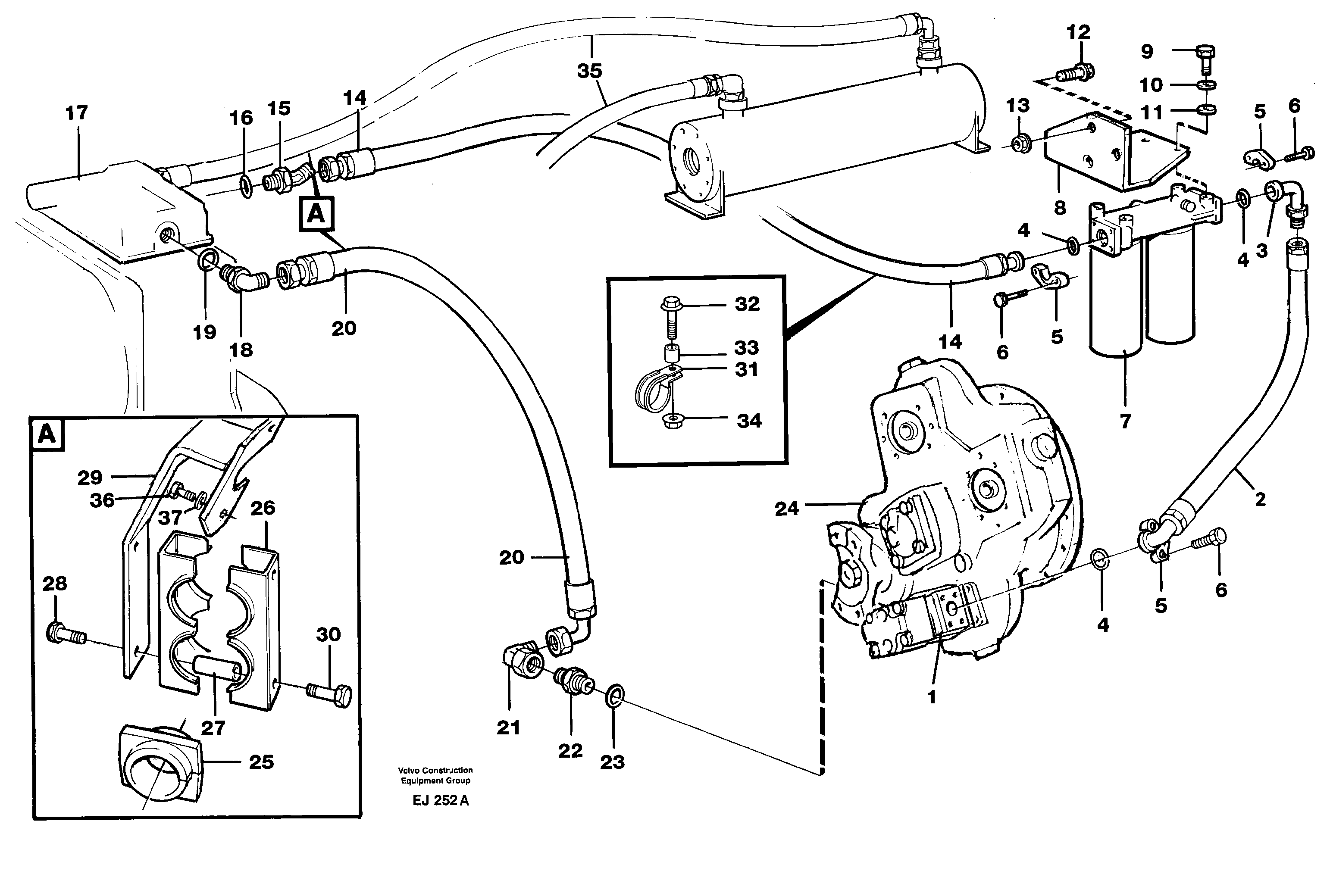 Transmission: Oil filter,oil lines — volvo parts diagram