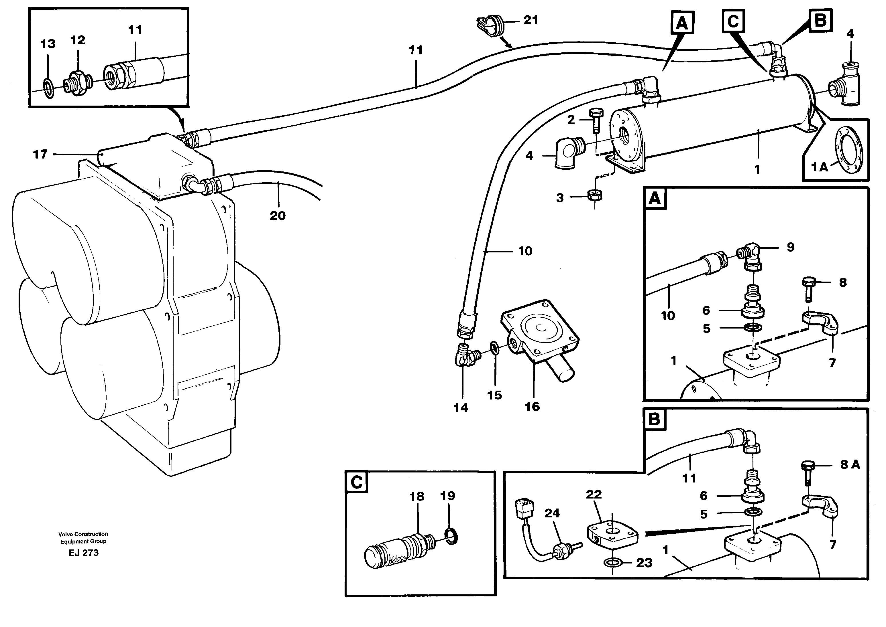 Oil cooler — volvo parts diagram