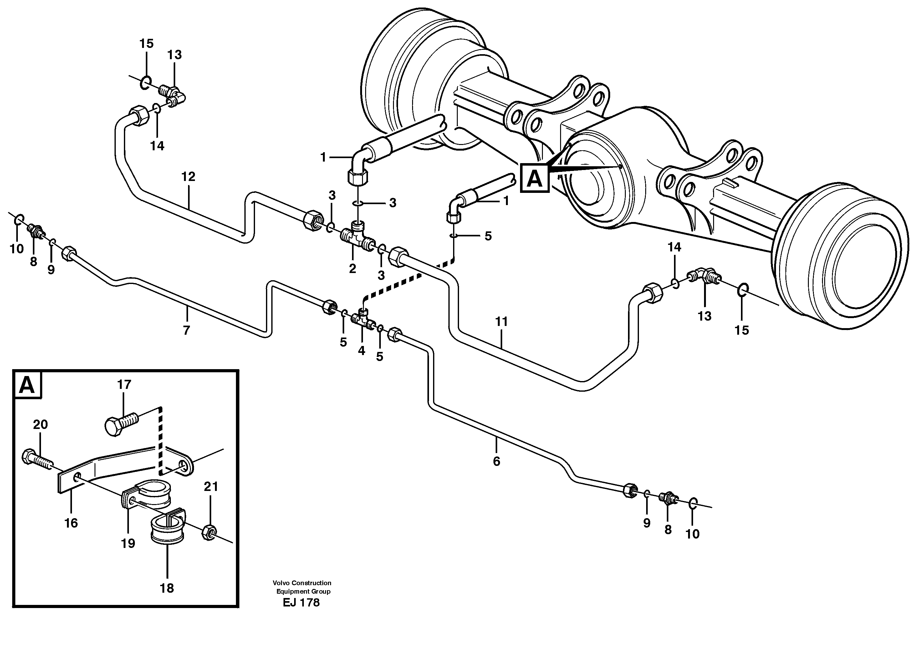 Brake cooling system: rear lines — volvo parts diagram