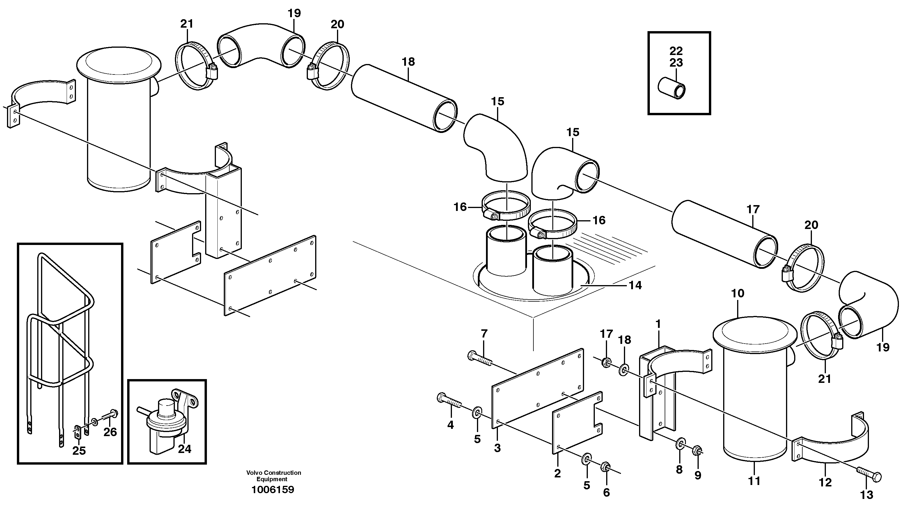 Oil bath air filter with fitting parts 93793 — volvo parts diagram
