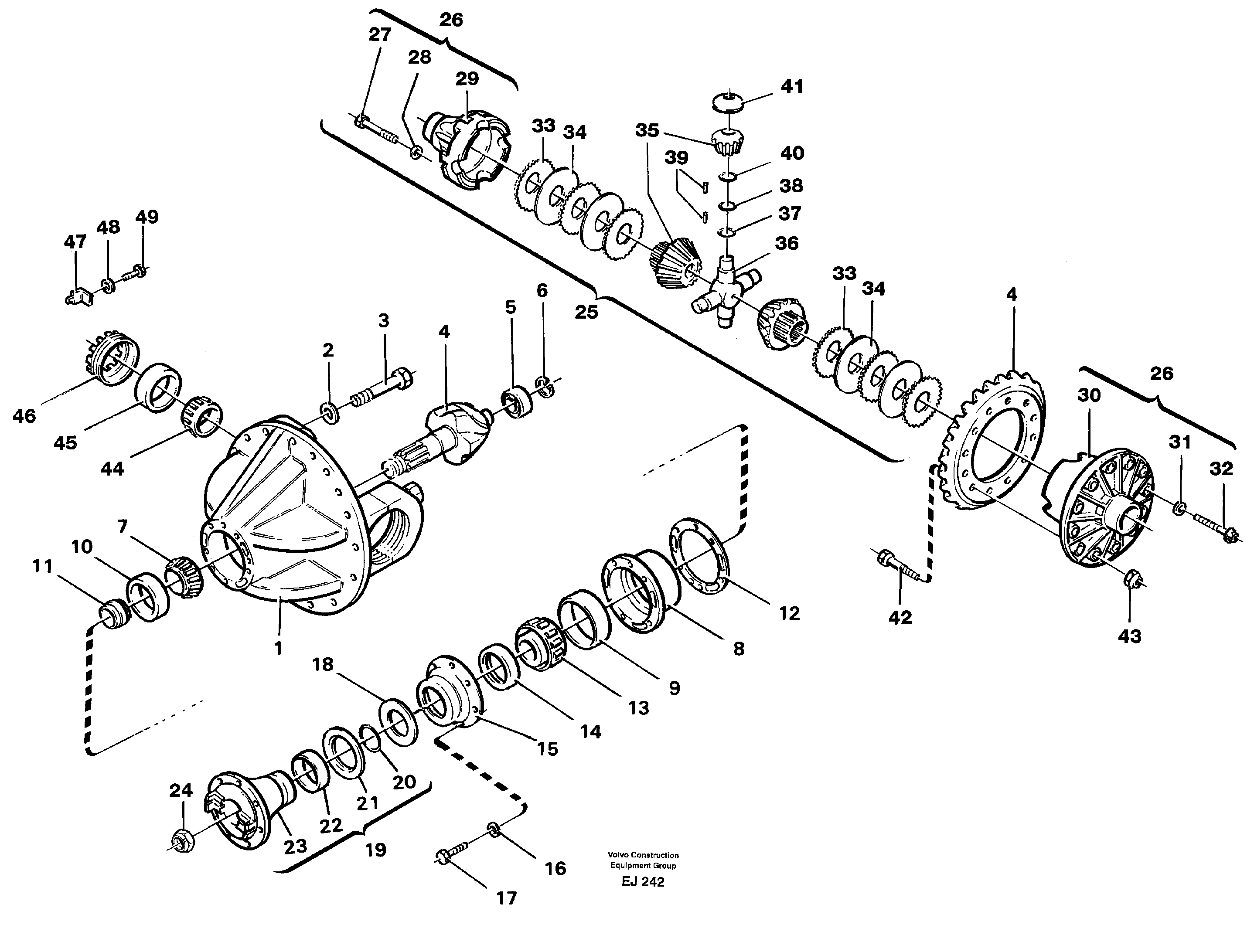 Differential carrier, rear  SER NO - 61085 — volvo parts diagram