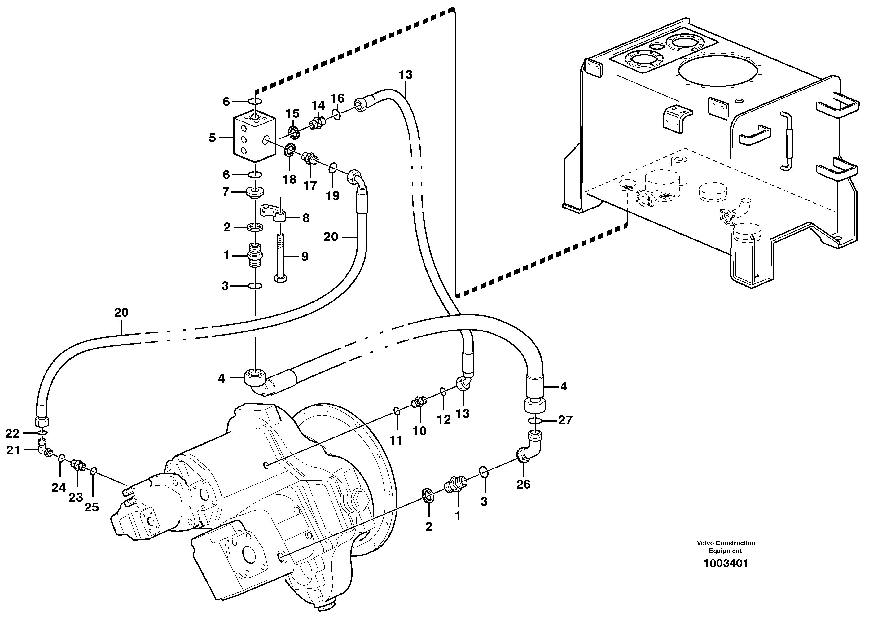Oil-bleed line, pump — volvo parts diagram