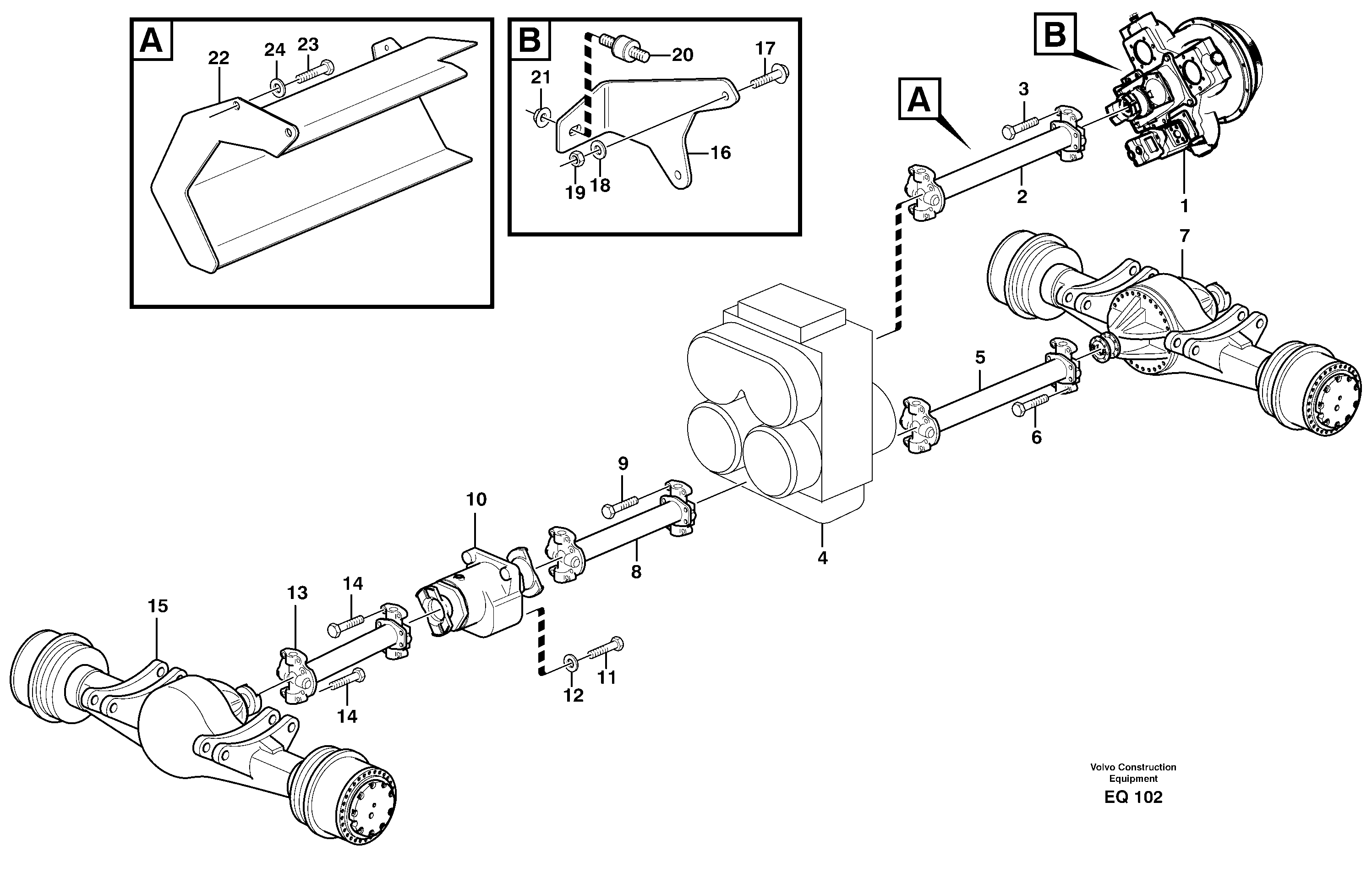 Propeller shaft, mounting — volvo parts diagram