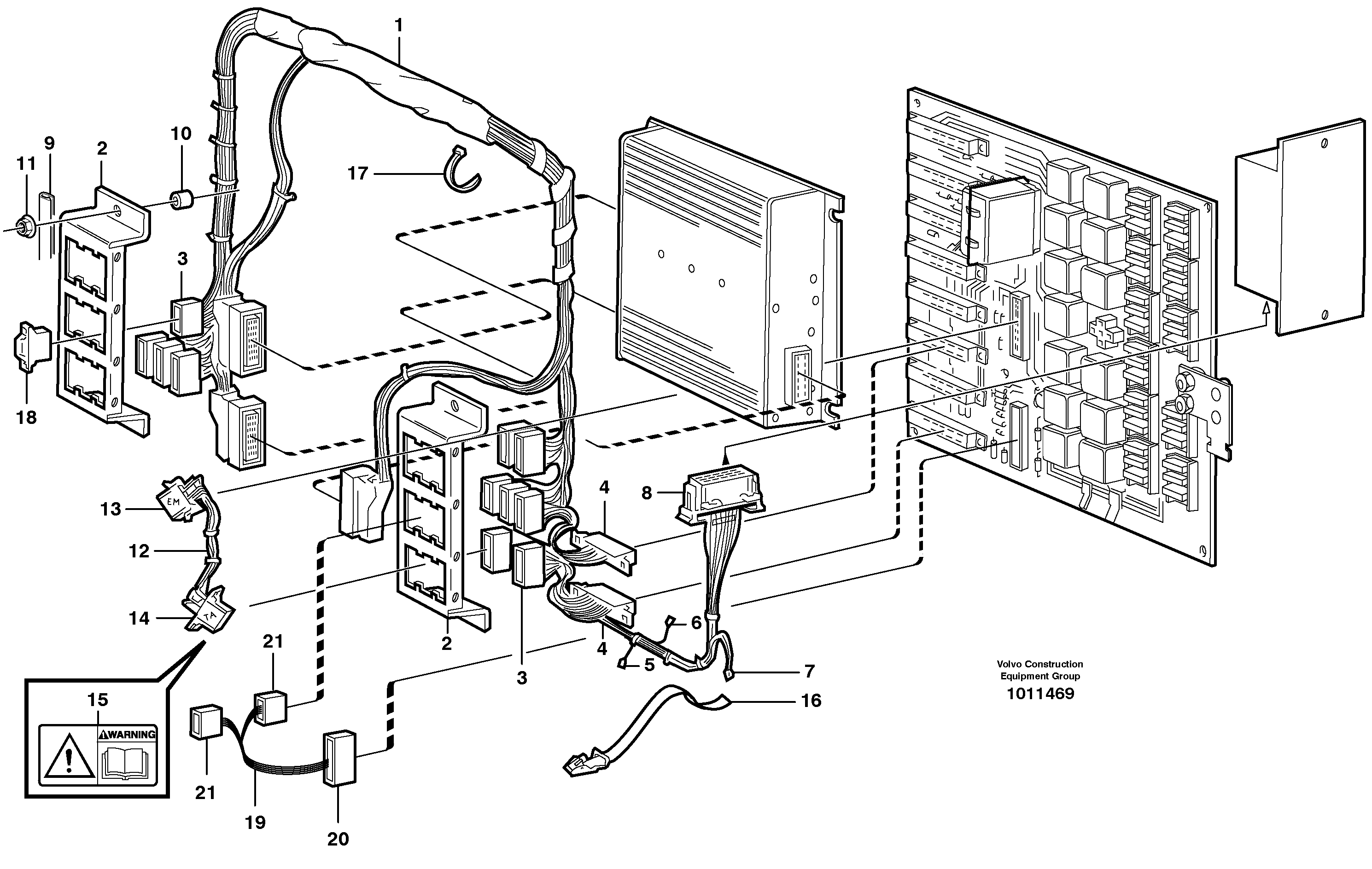 Electrical distribution unit and cable harness — volvo parts diagram