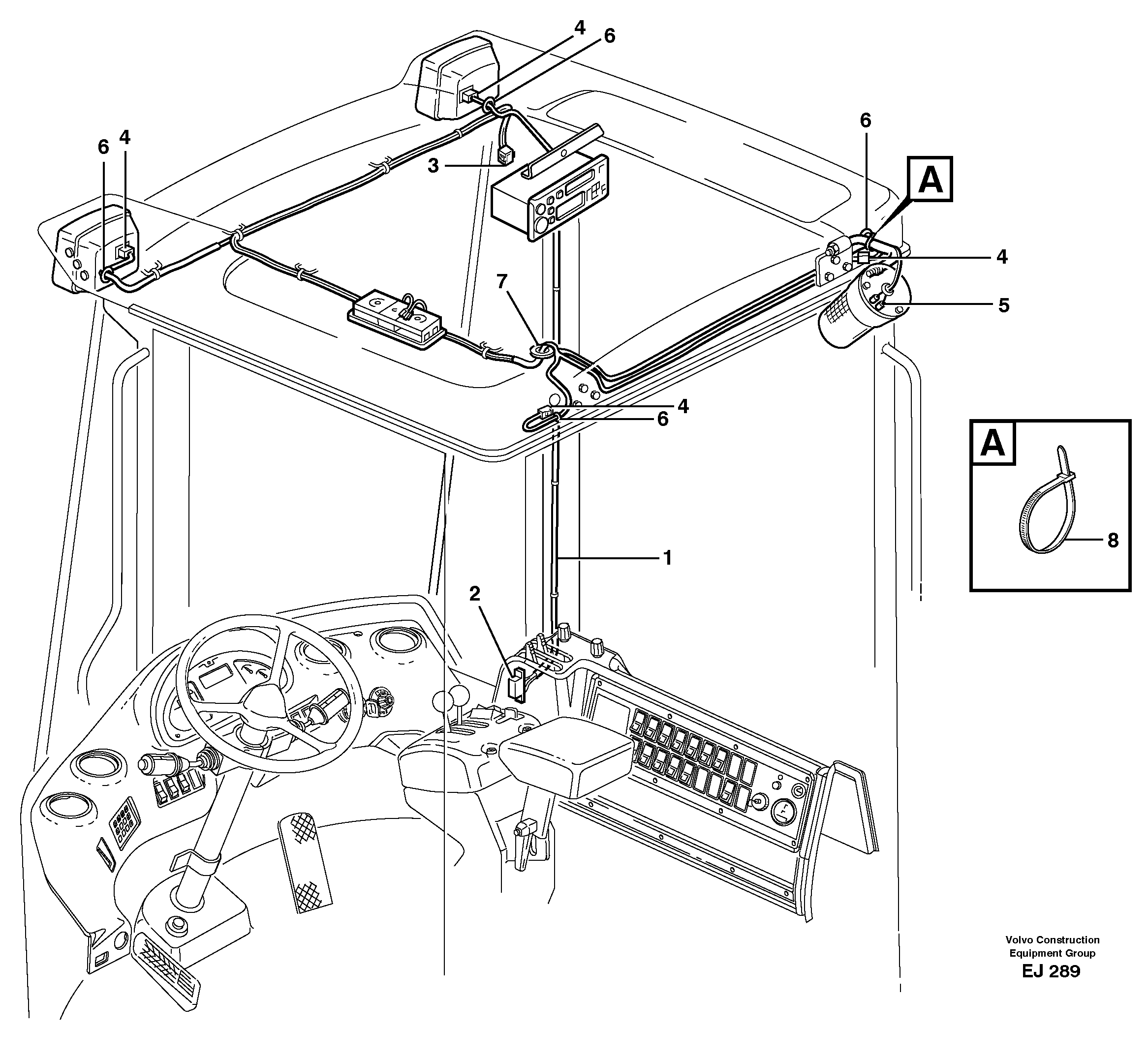 Cable harness, ceiling — volvo parts diagram
