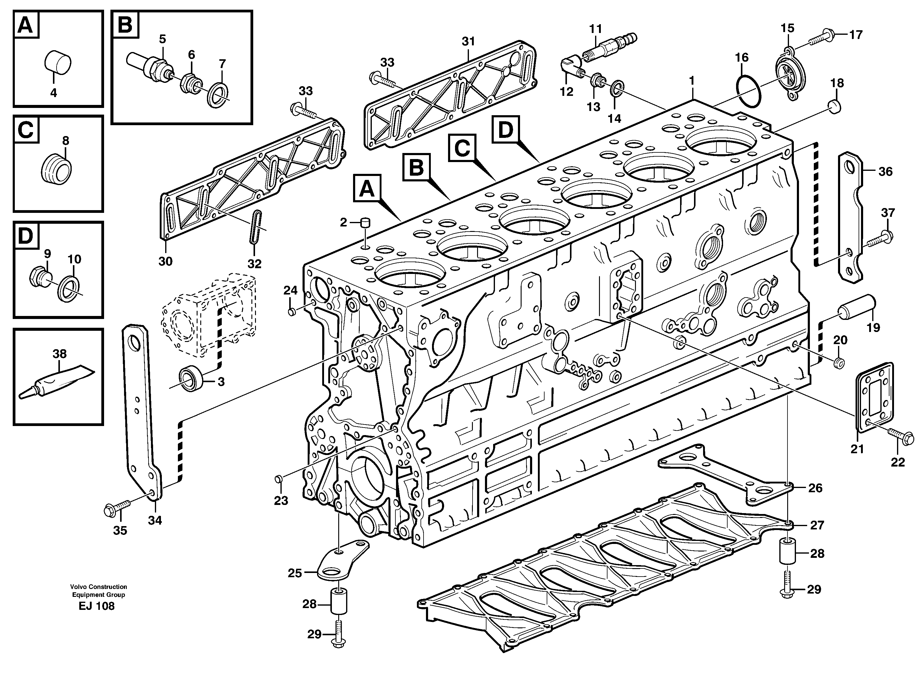 Cylinder block — volvo parts diagram