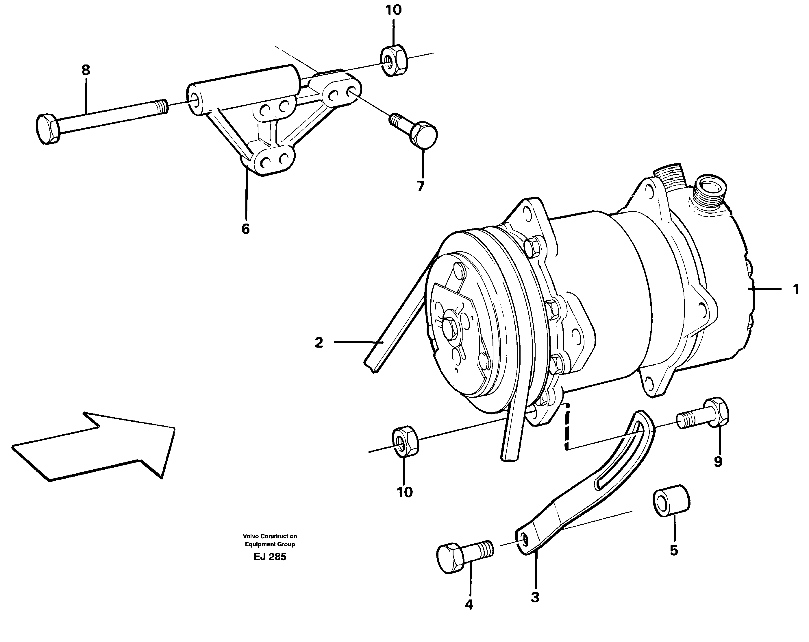 Air-compressor with fitting parts — volvo parts diagram