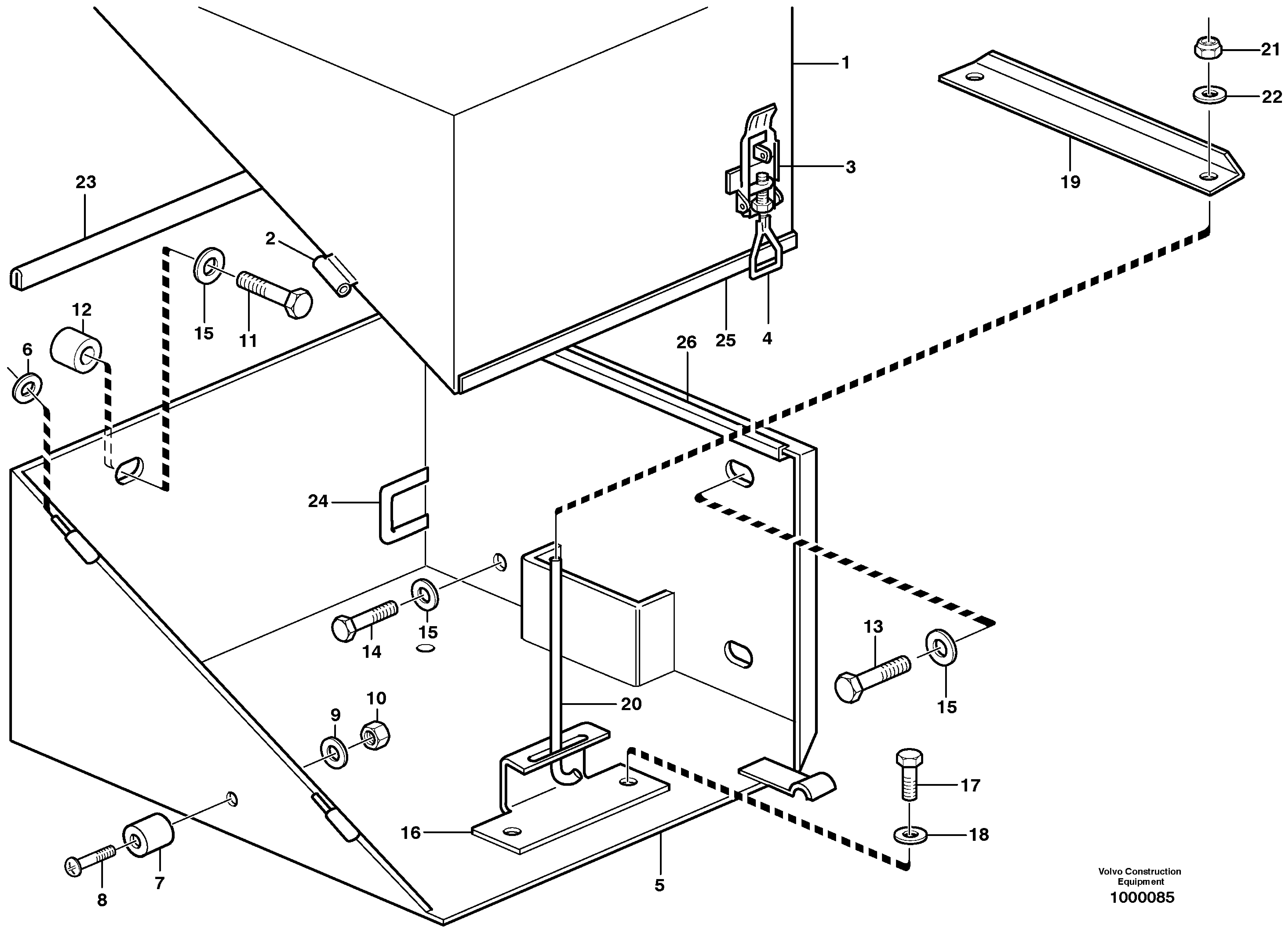 Battery box with fitting parts — volvo parts diagram