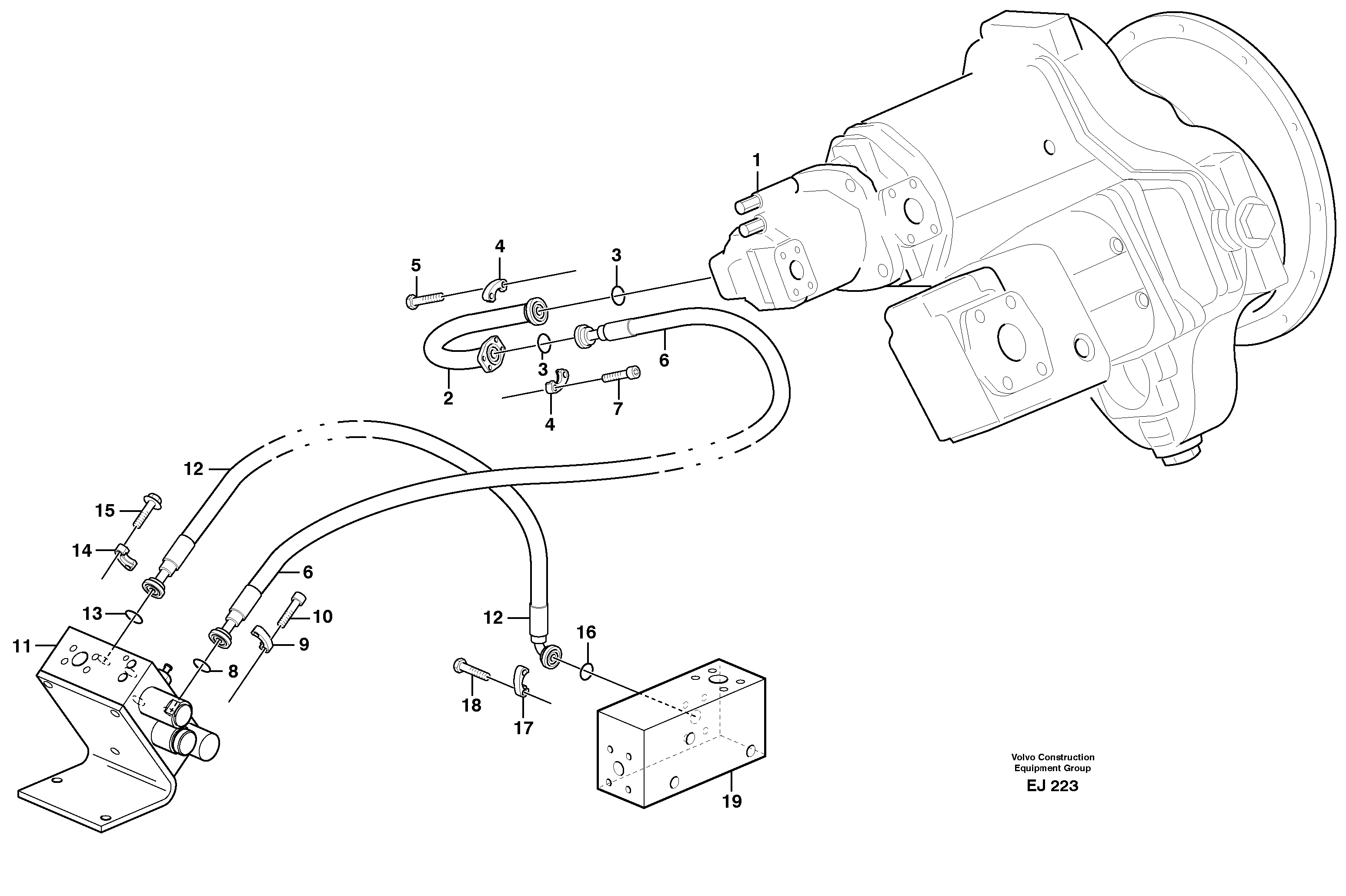 Feed line, pump - central block — volvo parts diagram