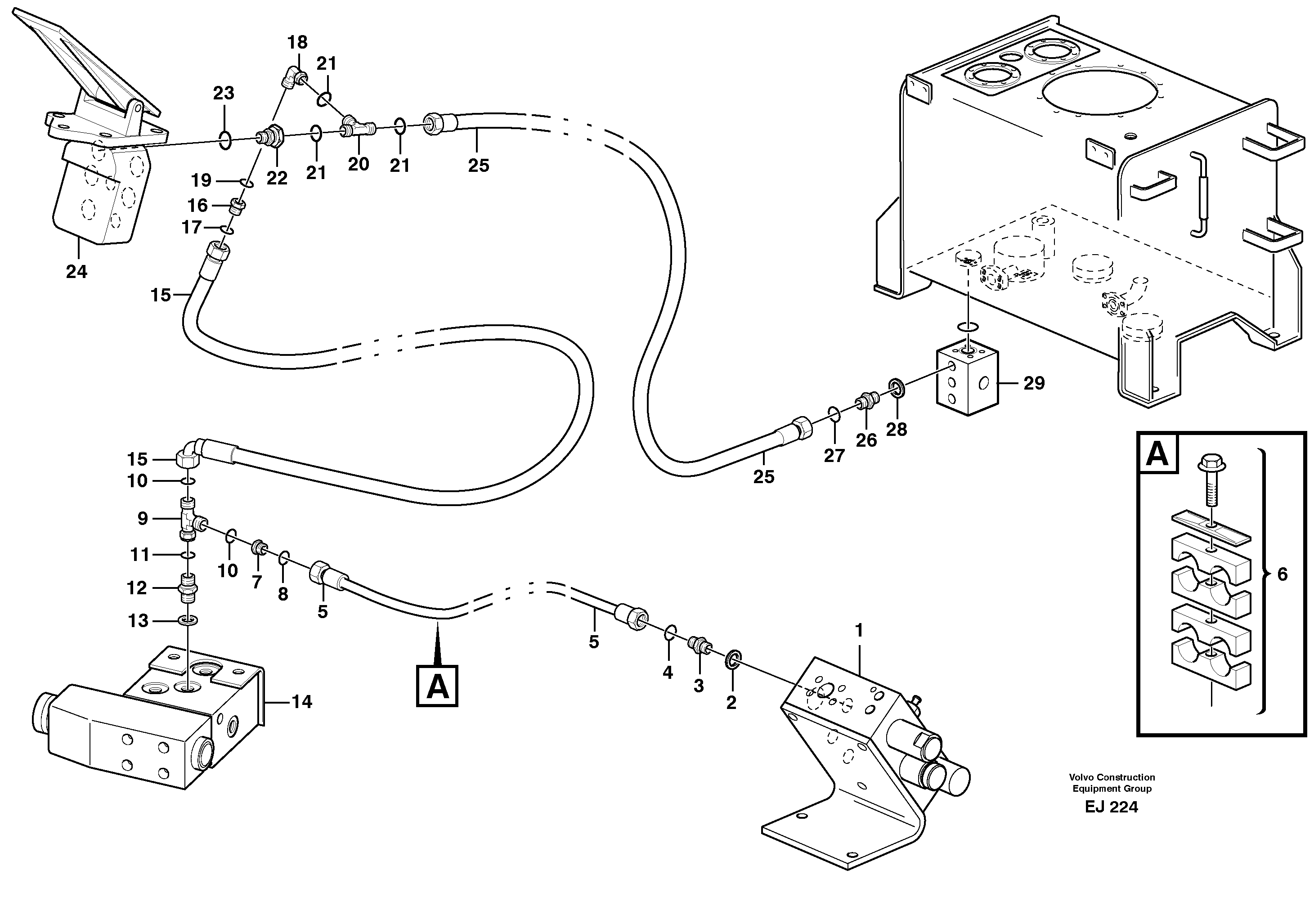 Draining line, central block — volvo parts diagram