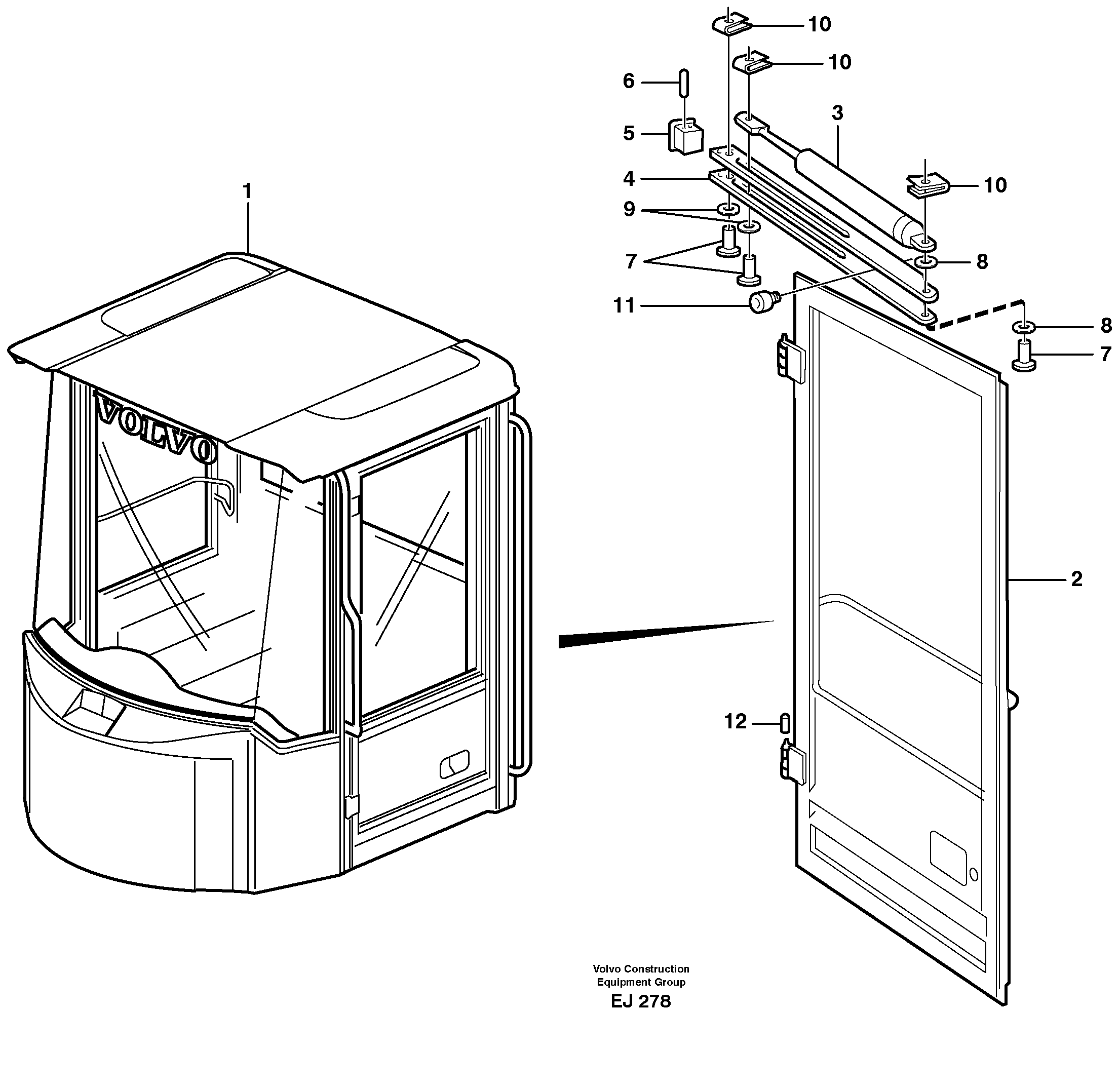 Door with fitting parts — volvo parts diagram