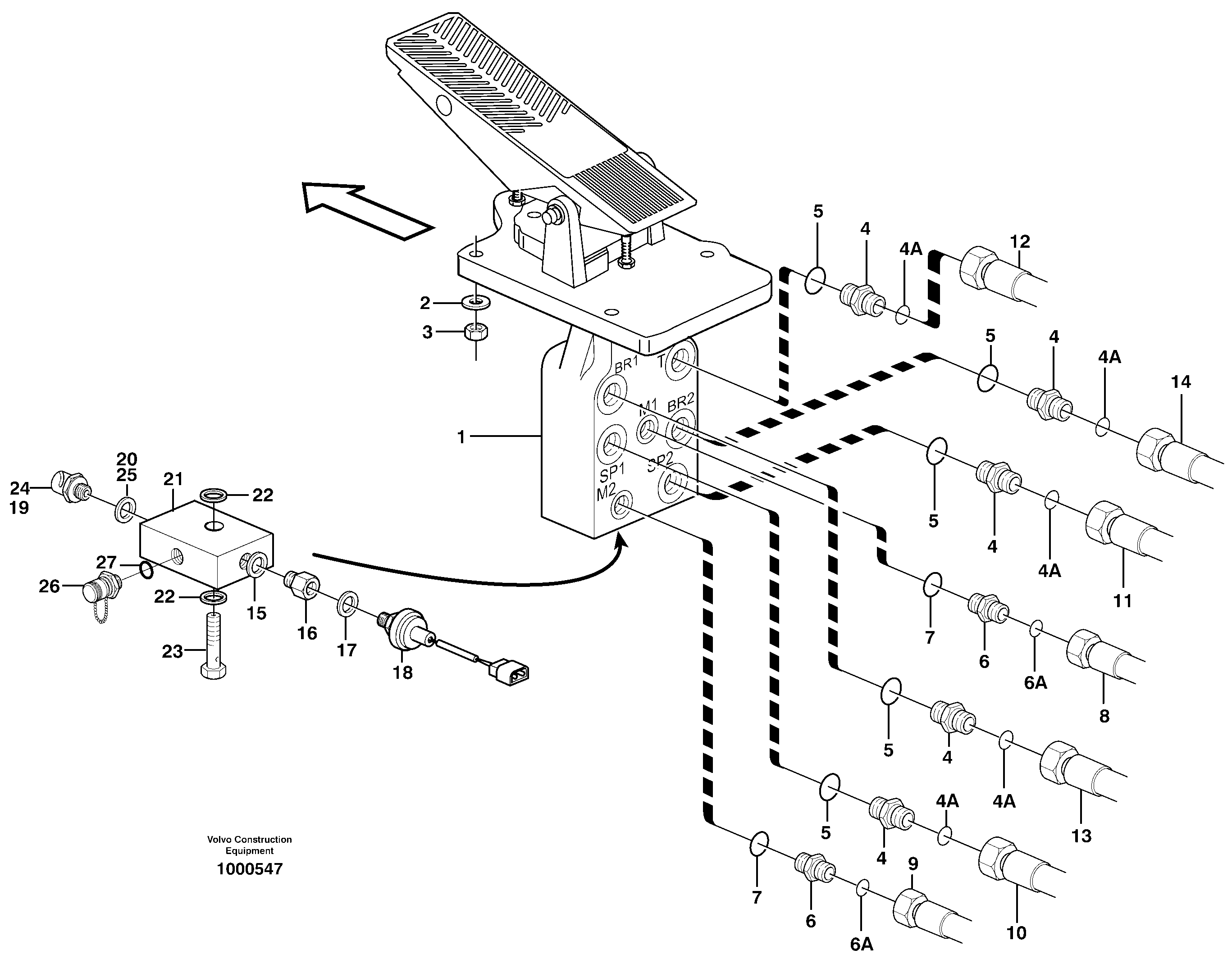 Footbrake valve, mounting — volvo parts diagram