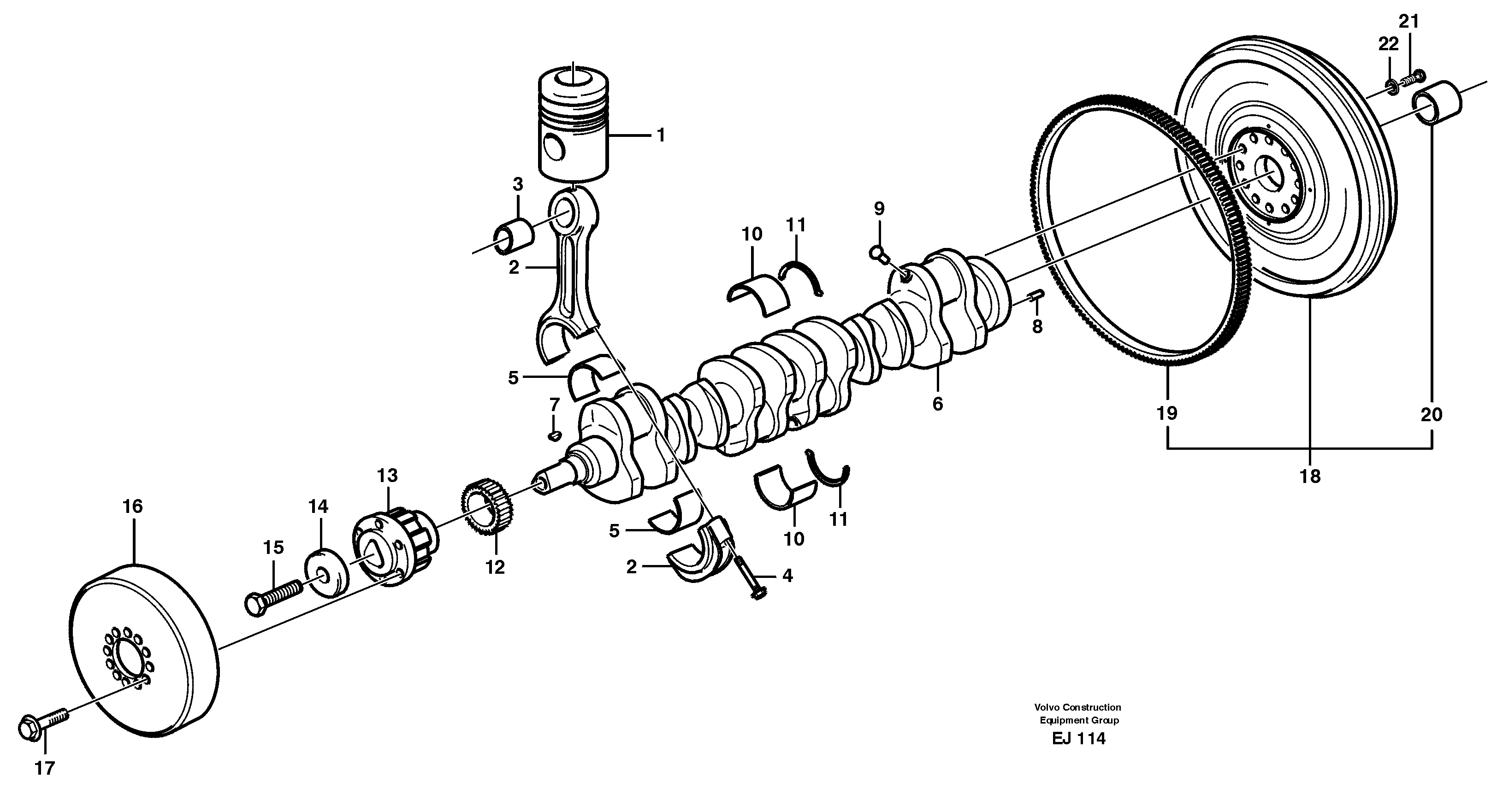 Crankshaft and related parts — volvo parts diagram