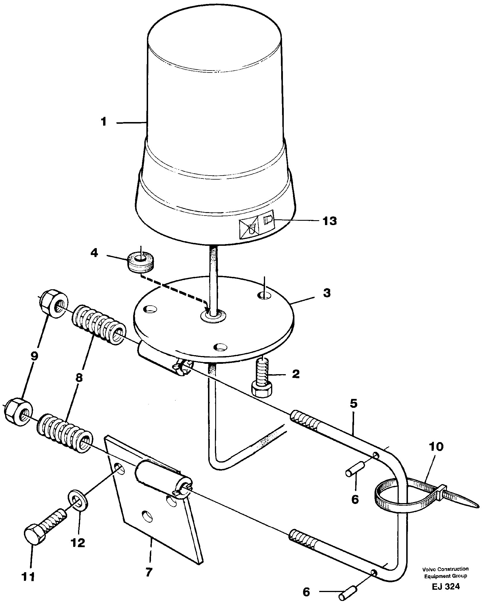 Revolving warning light. 91896 — volvo parts diagram