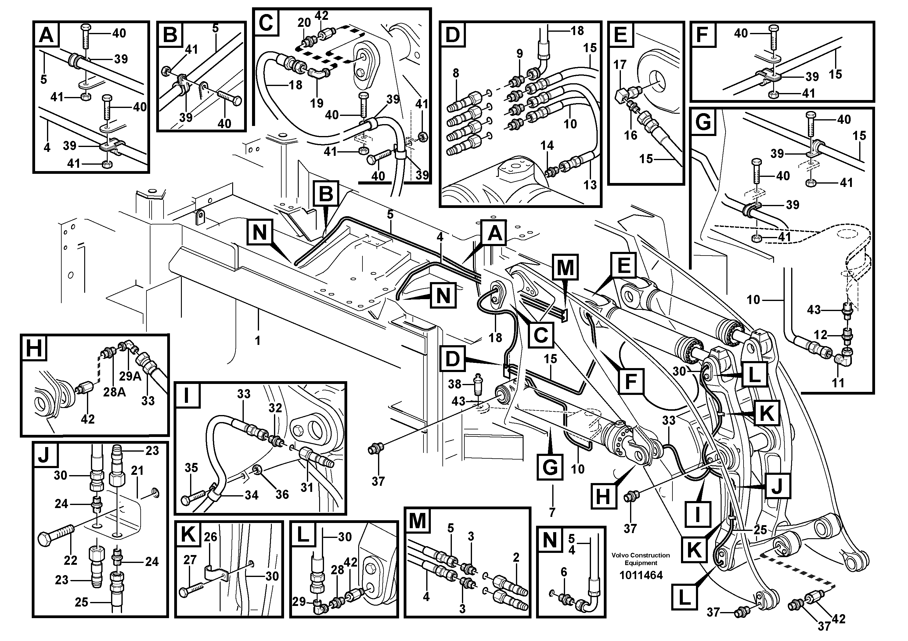 Extended lube points for lift arm system — volvo parts diagram