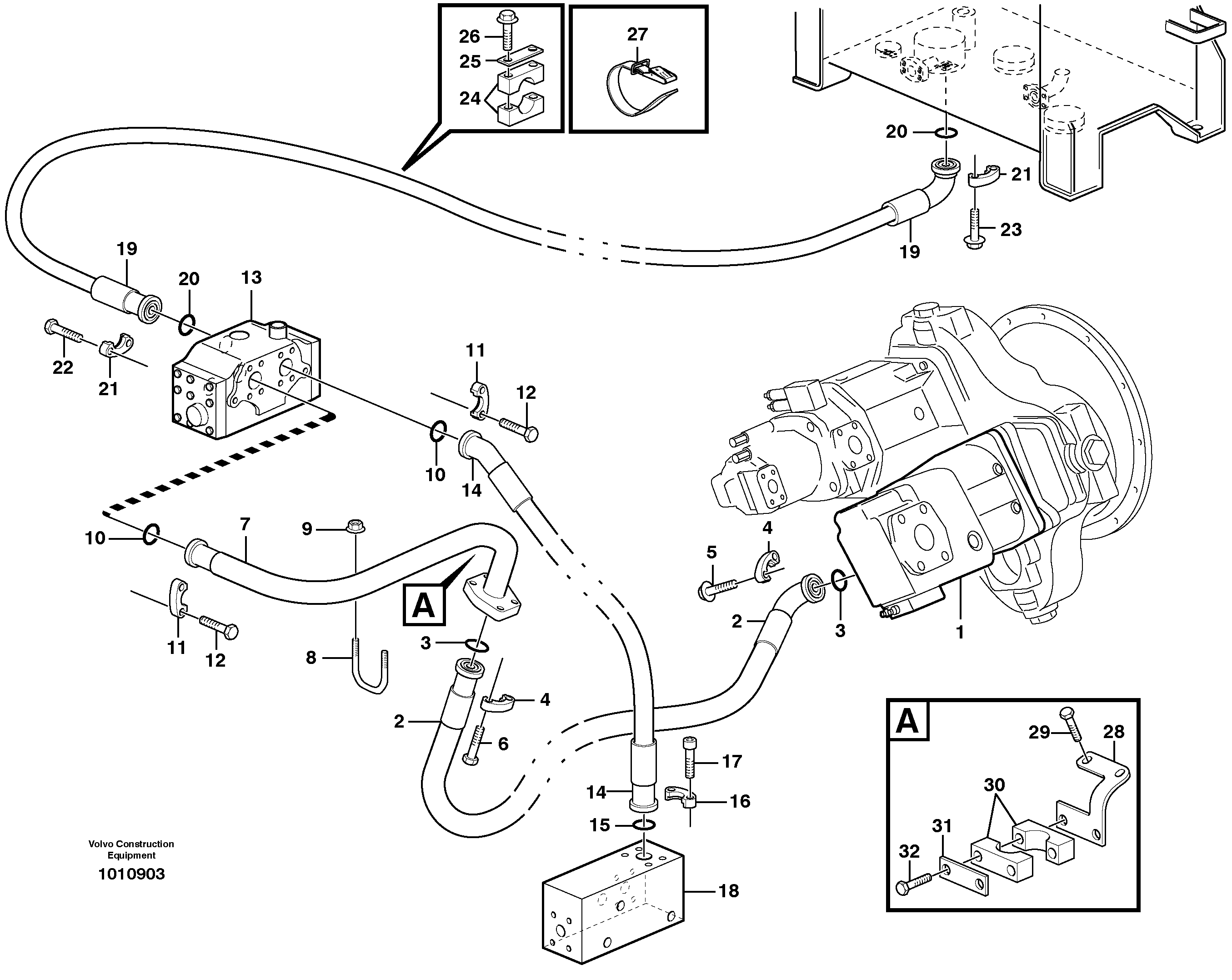 Feed and return lines - flow amplifier — volvo parts diagram