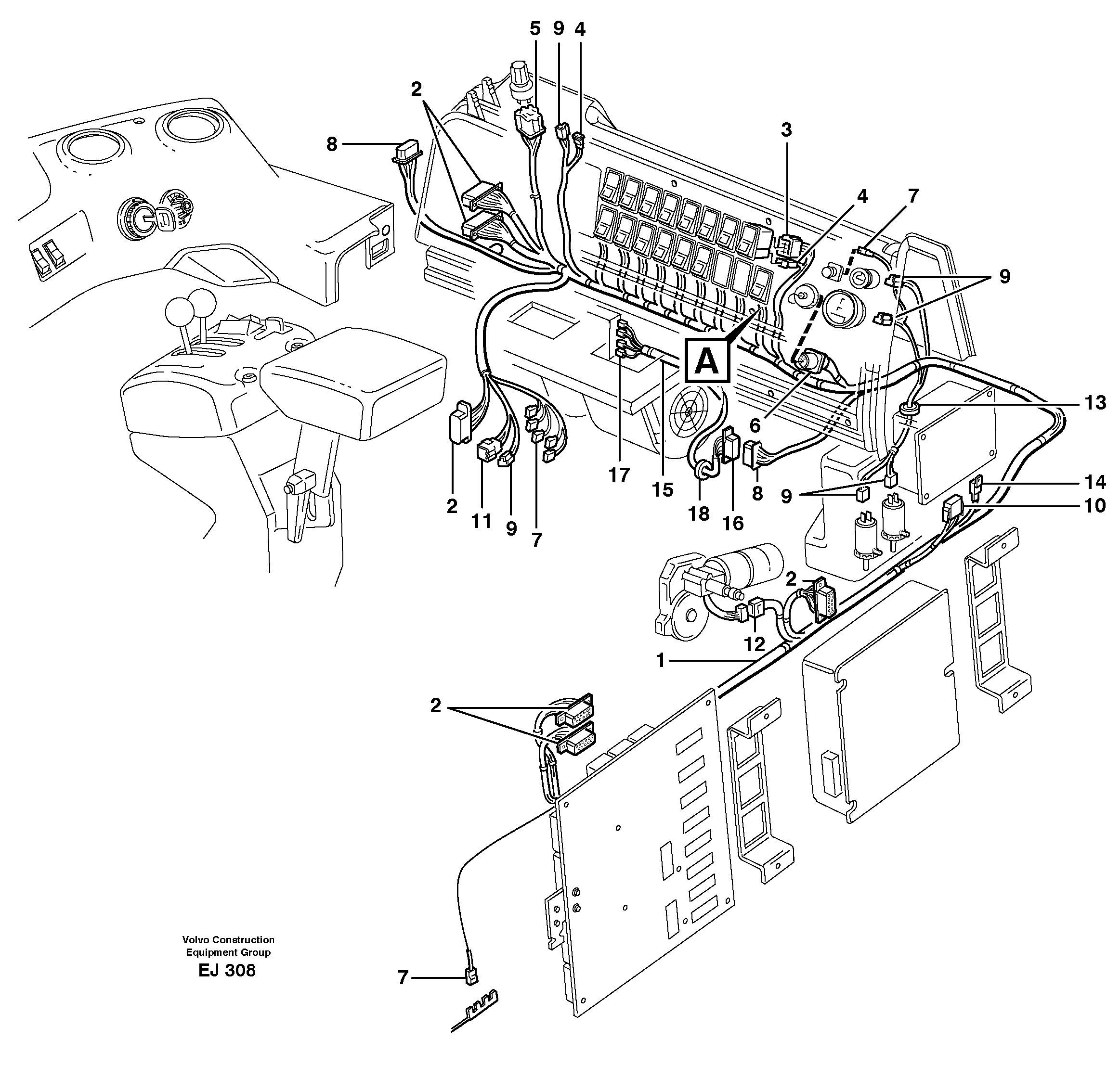 Cable harnesses, control panel — volvo parts diagram