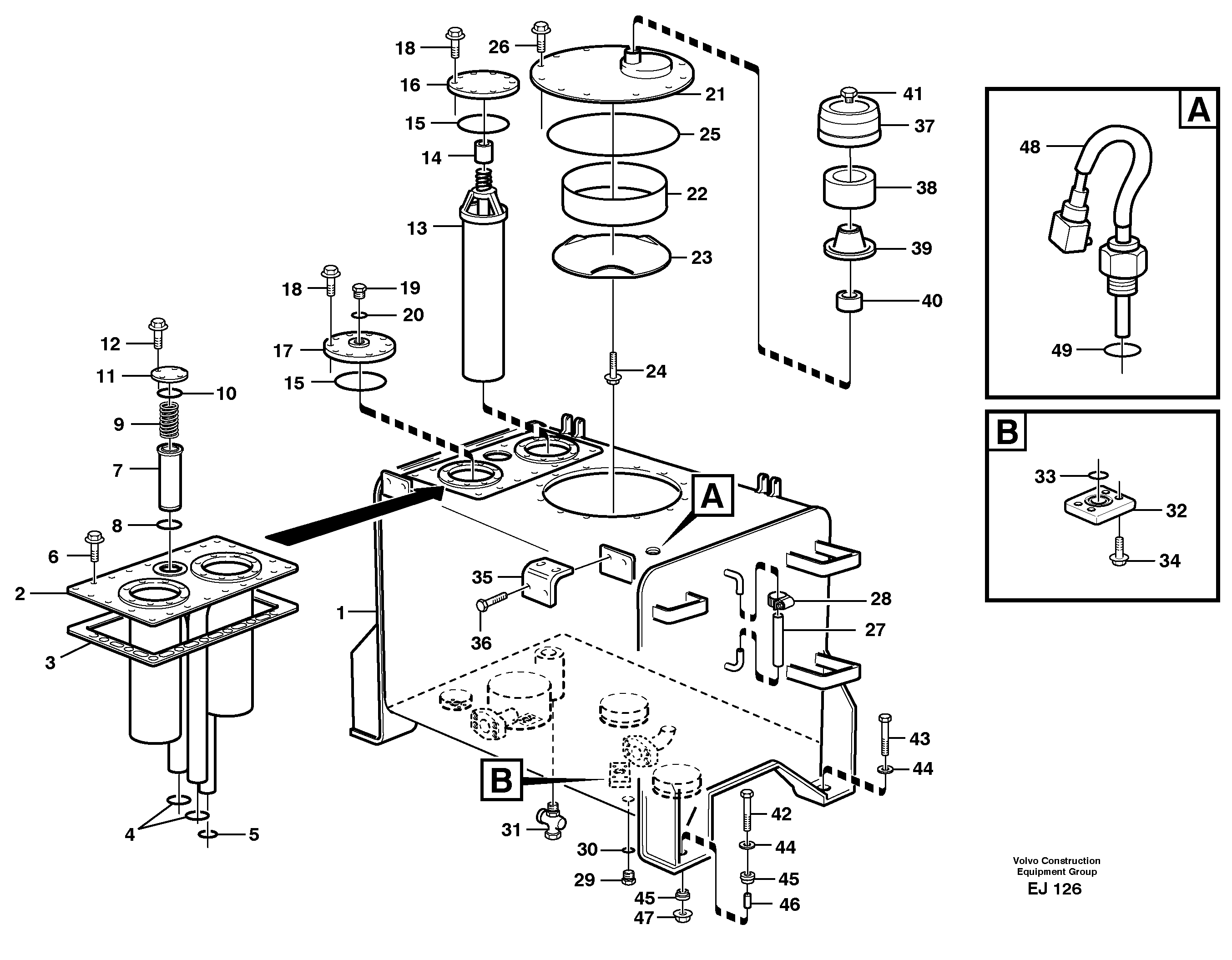 Hydraulic oil tank — volvo parts diagram