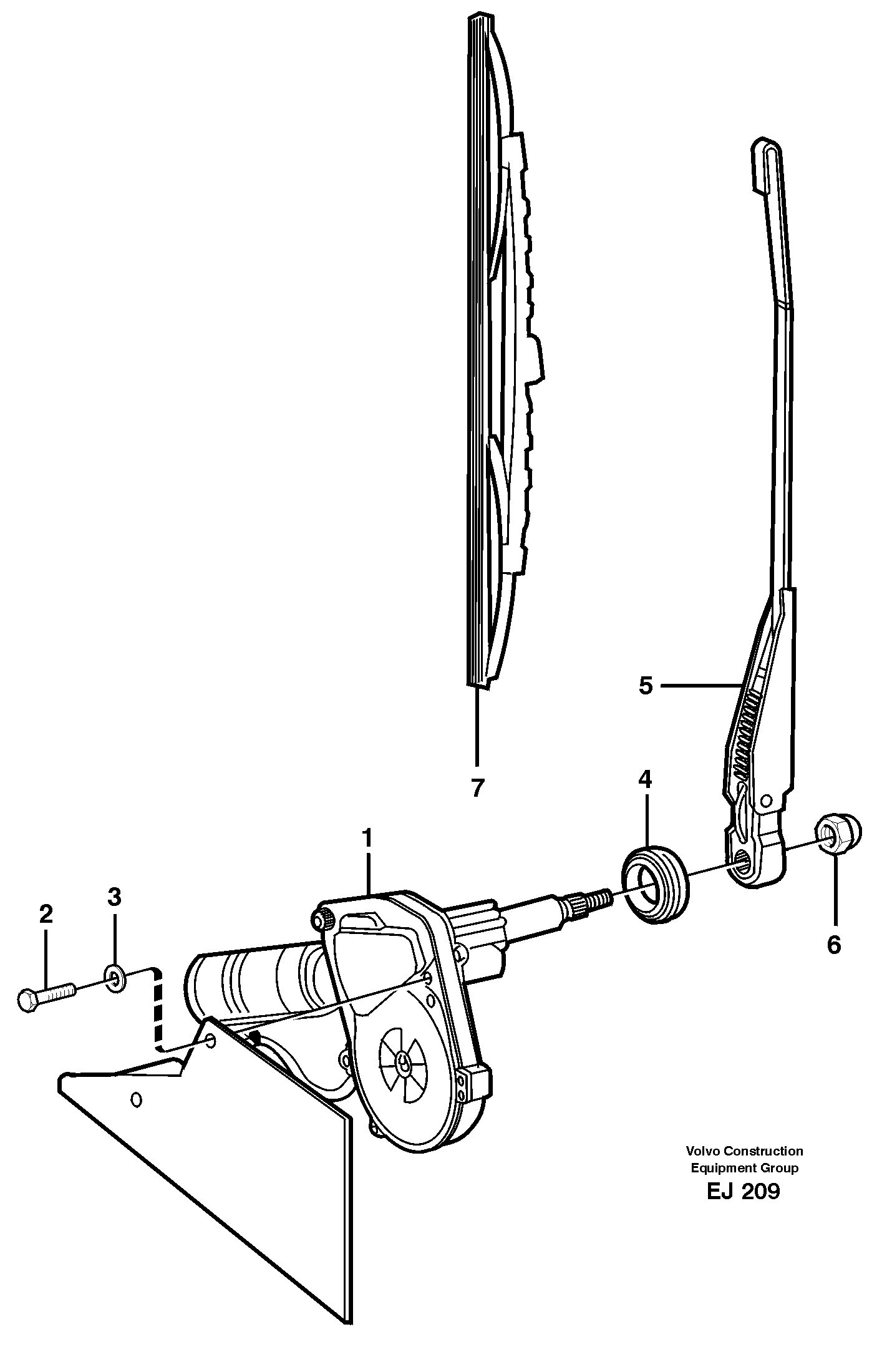 Windshield wiper, rear — volvo parts diagram